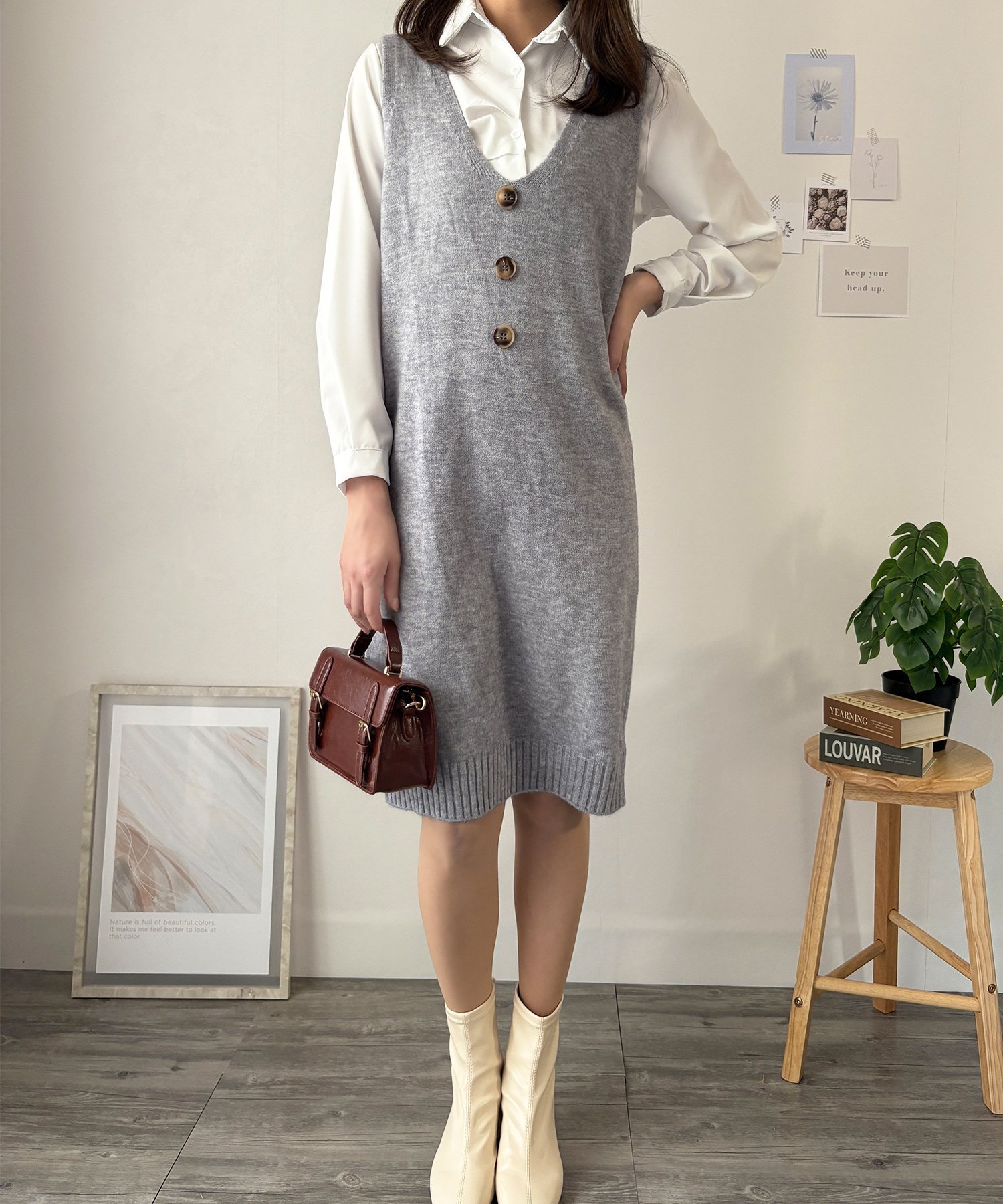 【アミュレット/Amulet】の【Dewlily】ニットベストワンピース インテリア・キッズ・メンズ・レディースファッション・服の通販 founy(ファニー) 　ファッション　Fashion　レディースファッション　Fashion for Women　アウター　Coat / Outerwear Collection　カットソー　Cut and Sewn Top　ベスト　Vest, Waistcoat　グレー|ID: prp329100004816784 ipo3291000000034987371