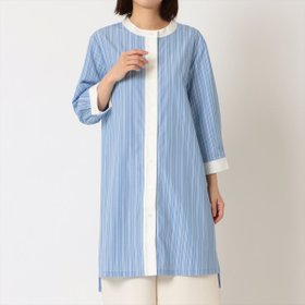 【トーキョーシャツ/TOKYO SHIRTS】の【Pitta Re )】 シャツワンピース 配色バンドカラー 七分袖 ブルー レディース BL02H100DB20S00-10 人気、トレンドファッション・服の通販 founy(ファニー) ファッション Fashion レディースファッション Fashion for Women ワンピース Dresses シャツワンピース / 1枚で着映えコーデ Shirt Dresses ストライプ Stripe, Striped Pattern スリット Slit, Slit Detail ビジネス 仕事 通勤 Business / Work / Commuting |ID:prp329100004816811