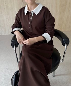 【カプリシューレマージュ/CAPRICIEUX LEMAGE】の【低身長サイズあり】 C.L バイカラーポロカットワンピース 人気、トレンドファッション・服の通販 founy(ファニー) ファッション Fashion レディースファッション Fashion for Women ワンピース Dresses カットソー Cut and Sewn Top シンプル Simple, Minimal ワンポイント One Point, Statement Accent エレガント 上品 Elegant |ID:prp329100004816843