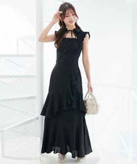 【マジェスティック レゴン/MAJESTIC LEGON】のデコルテオープンノースリロングワンピ 人気、トレンドファッション・服の通販 founy(ファニー) ファッション Fashion レディースファッション Fashion for Women ワンピース Dresses ダウン Down, Puffer デコルテ Décolleté, Neckline トリミング Trimming, Decorative Edge フィット Fit, Slim Fit フェミニン Feminine, Girly リボン Ribbon, Bow レース Lace, Lace Fabric 再入荷 Restock / Back in Stock エレガント 上品 Elegant |ID:prp329100004816848