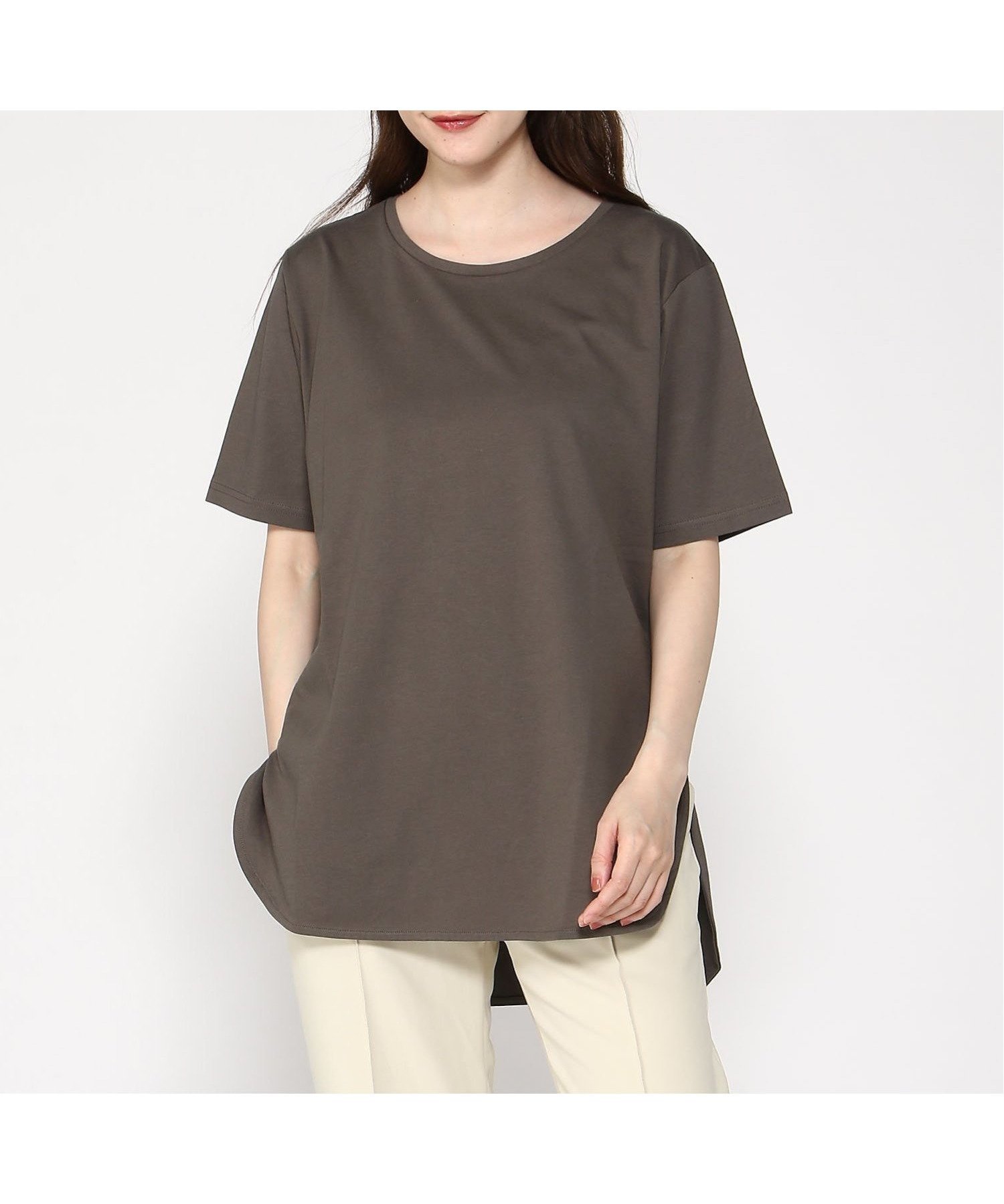 【ラナン/Ranan】のRanan/ B.C ひんやり!UV!ラウンドヘムプルオーバー インテリア・キッズ・メンズ・レディースファッション・服の通販 founy(ファニー) 　ファッション　Fashion　レディースファッション　Fashion for Women　トップス・カットソー　Cut & Sew Tops　カジュアルプルオーバー・ニットトップス　Pullovers & Knit Tops / Casual Pullovers　インナー　Innerwear　チュニック　Tunic, Long Top　ラウンド　Round, Round Neck　夏　Summer　エレガント 上品　Elegant　チャコール|ID: prp329100004816852 ipo3291000000034987915