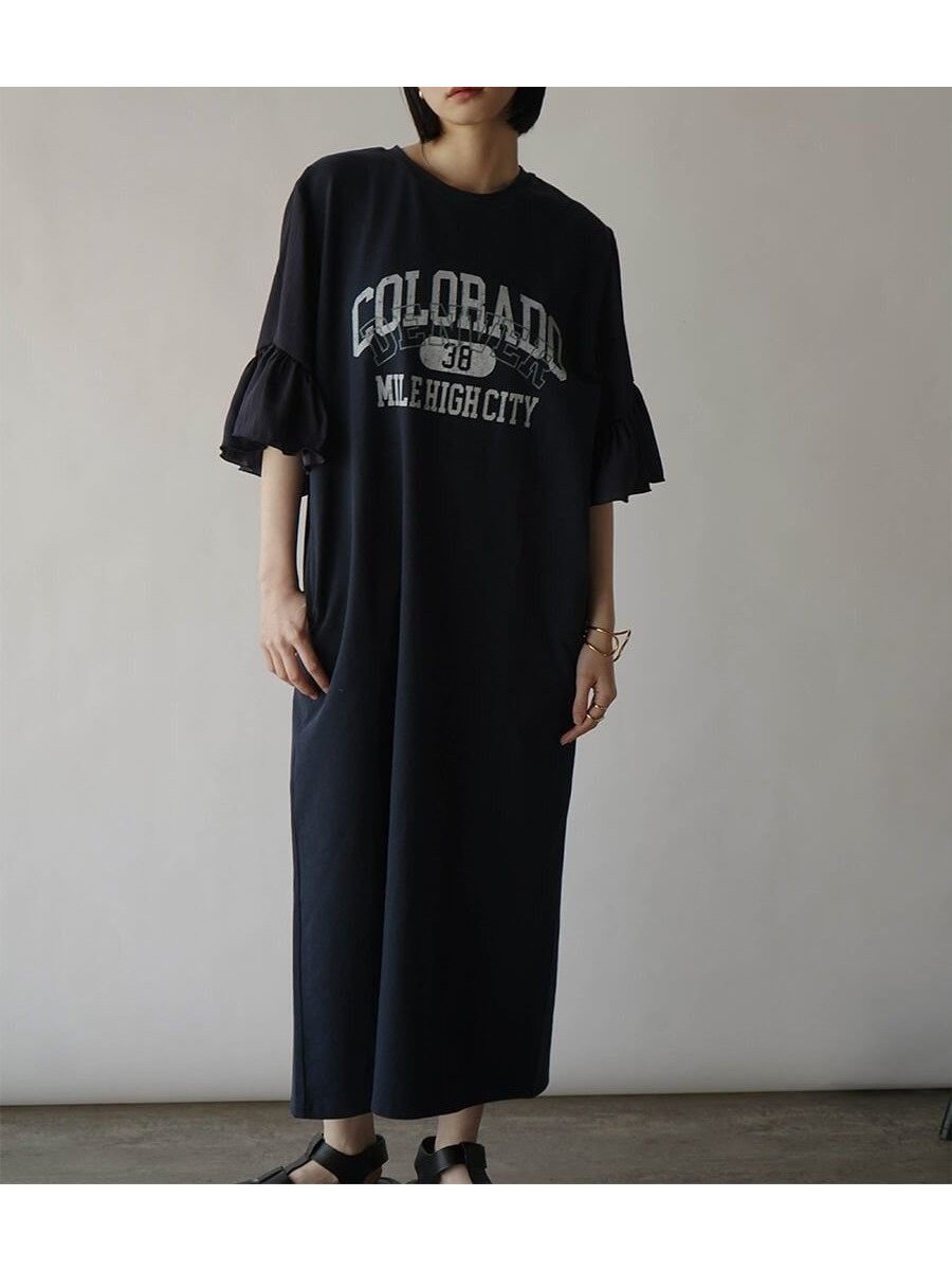 【ラシュッド/LASUD】のフレアスリーブスウェットロゴワンピース 人気、トレンドファッション・服の通販 founy(ファニー) 　ファッション　Fashion　レディースファッション　Fashion for Women　ワンピース　Dresses　スウェット / スエット　Sweatshirt, Sweatwear　スリーブ　Sleeve, Long Sleeve / Short Sleeve　フレア　Flare, Flared　フロント　Front, Front Design　プリント　Print, Printed Pattern　 other-1|ID: prp329100004816892 ipo3291000000034988275