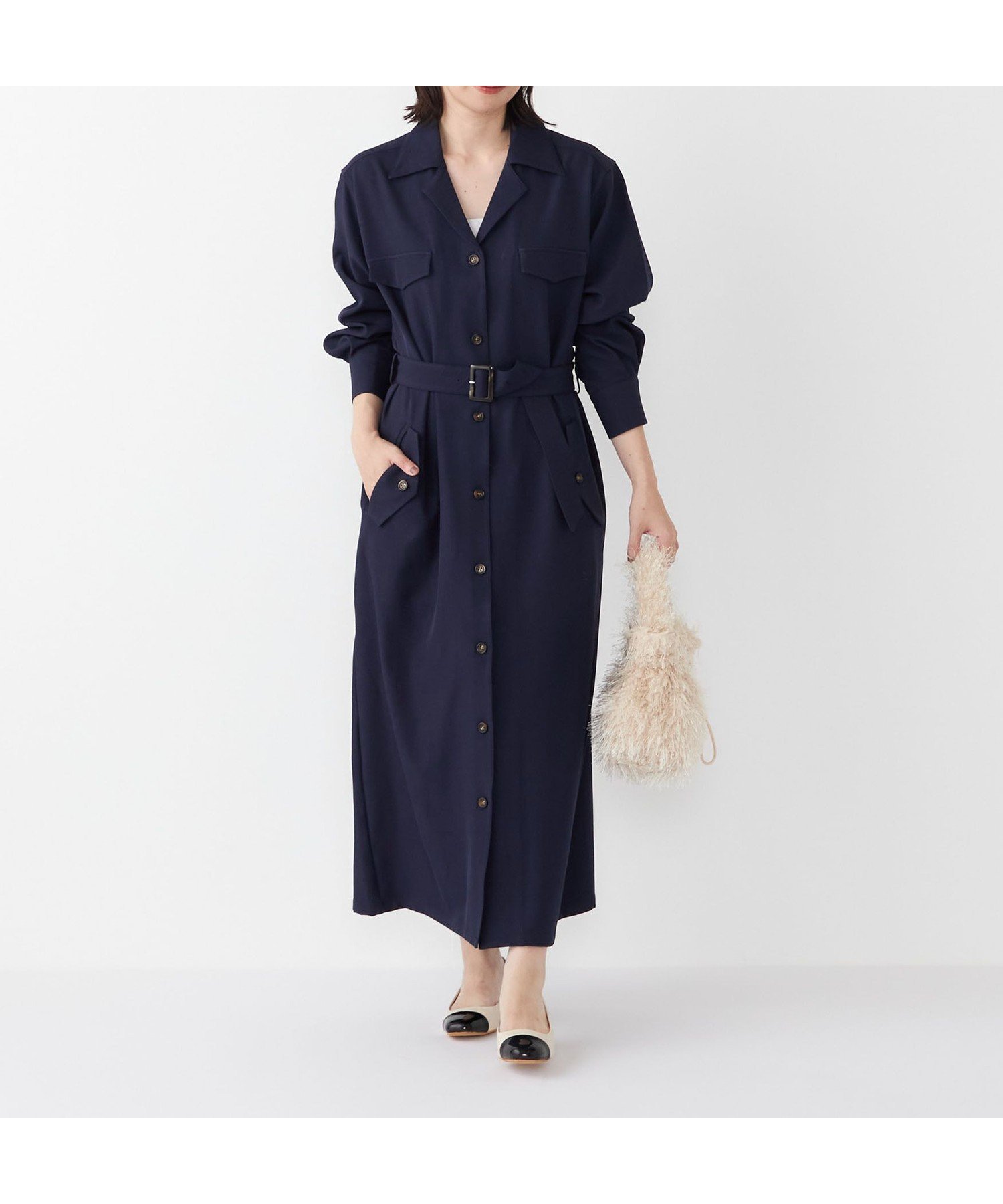 【シップス フォー ウィメン/SHIPS】のSHIPS Colors 手洗い可能 開襟 ベルテッド シャツ ワンピース インテリア・キッズ・メンズ・レディースファッション・服の通販 founy(ファニー) 　ファッション　Fashion　レディースファッション　Fashion for Women　ワンピース　Dresses　シャツワンピース / 1枚で着映えコーデ　Shirt Dresses　ポケット　Pocket, Pocket Detail　メンズ　Men's, Menswear　アウトレット　Outlet / Clearance　ビジネス 仕事 通勤　Business / Work / Commuting　2025年　2025　2025-2026秋冬・A/W　Autumn/Winter 2025–26 AW25–26　ネイビー|ID: prp329100004817337 ipo3291000000034993753