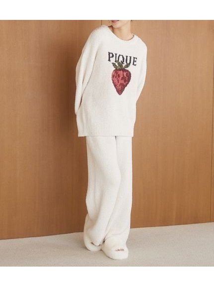 【ジェラート ピケ/gelato pique】のメランジロゴ刺繍ロングパンツ 人気、トレンドファッション・服の通販 founy(ファニー) 　ファッション　Fashion　レディースファッション　Fashion for Women　パンツ　Pants & Trousers　カットソー　Cut and Sewn Top　ストレート　Straight, Straight Cut　スマート　Smart, Elegant　ベーシック　Basic, Essential　メランジ　Melange, Mixed Yarn　ロング　Long, Long-Length　 other-1|ID: prp329100004817356 ipo3291000000034994032