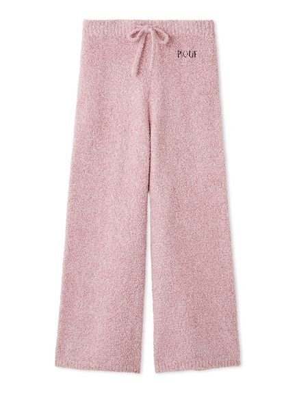 【ジェラート ピケ/gelato pique】のメランジロゴ刺繍ロングパンツ インテリア・キッズ・メンズ・レディースファッション・服の通販 founy(ファニー) 　ファッション　Fashion　レディースファッション　Fashion for Women　パンツ　Pants & Trousers　カットソー　Cut and Sewn Top　ストレート　Straight, Straight Cut　スマート　Smart, Elegant　ベーシック　Basic, Essential　メランジ　Melange, Mixed Yarn　ロング　Long, Long-Length　PNK[066]|ID: prp329100004817356 ipo3291000000034994036