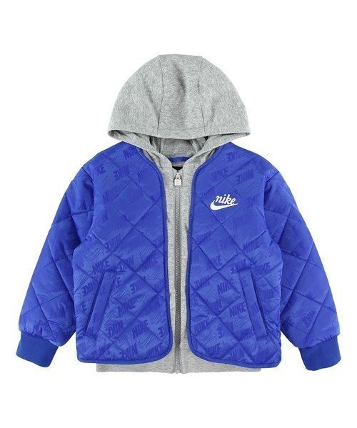 【ルーキー/ROOKIE / KIDS】のキッズ(105-120cm) アウター NIKE(ナイキ) NKN FLEECE HOODED QUILT JACKET インテリア・キッズ・メンズ・レディースファッション・服の通販 founy(ファニー) 　ファッション　Fashion　キッズファッション　Fashion for Kids　アウター　Coat Outerwear /Kids　おすすめ　Recommended / Our Picks　アウトドア　Outdoor Clothing　キルト　Quilt, Quilted Fabric　ジャケット　Jacket, Outerwear　スポーツ　Sports, Activewear　パーカー　Hoodie, Parka　ワンポイント　One Point, Statement Accent　BLUE|ID: prp329100004817432 ipo3291000000034994968