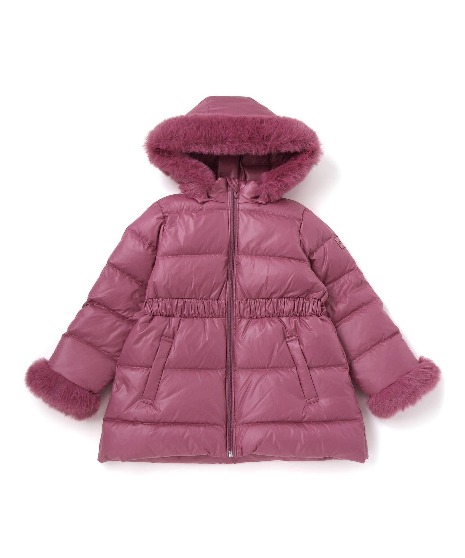 【ベベ オンライン ストア/BEBE ONLINE STORE / KIDS】の【撥水加工】シャイニータフタウエスト切り替えシャギーファーフードダウンコート(90~150cm) インテリア・キッズ・メンズ・レディースファッション・服の通販 founy(ファニー) 　ファッション　Fashion　キッズファッション　Fashion for Kids　グリッター　Glitter, Sparkle　コレクション　Collection, Seasonal Line　シンプル　Simple, Minimal　ハイネック　High Neck, Mock Neck　パープル　Purple, Violet　パール　Pearl, Pearl Accent　フェイクファー　Faux Fur, Imitation Fur　ベーシック　Basic, Essential　ラベンダー　Lavender　レース　Lace, Lace Fabric　ワンポイント　One Point, Statement Accent　A/W・秋冬　Autumn/Winter　2025年　2025　2025-2026秋冬・A/W　Autumn/Winter 2025–26 AW25–26　ピンク|ID: prp329100004817486 ipo3291000000034995702