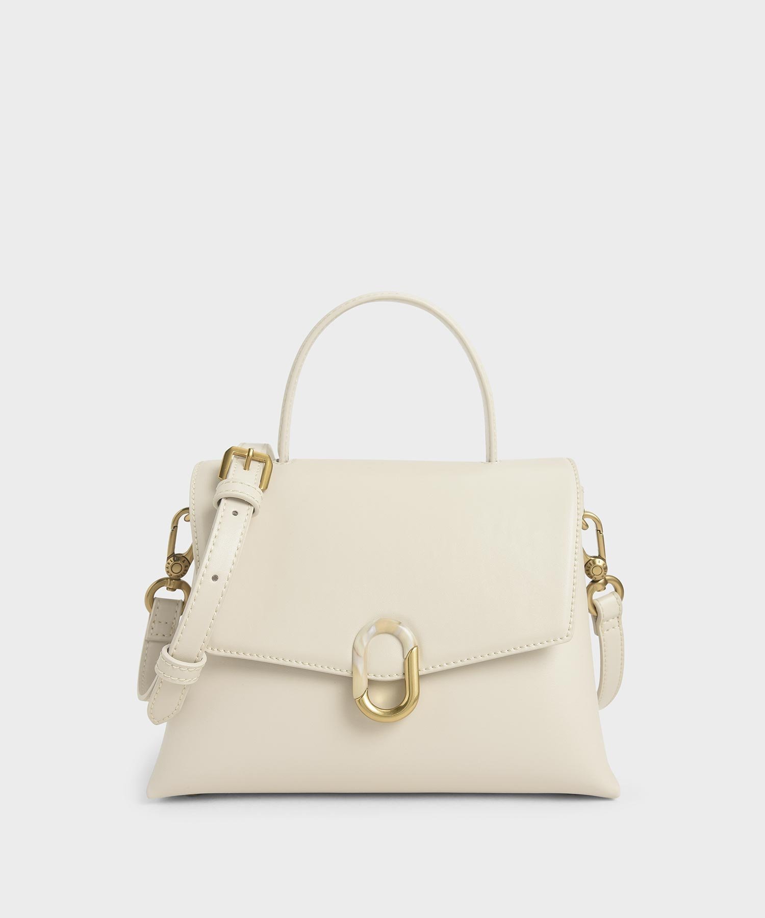 【チャールズ アンド キース/CHARLES & KEITH】のストーンエンベリッシュド ハンドルバッグ インテリア・キッズ・メンズ・レディースファッション・服の通販 founy(ファニー) 　ファッション　Fashion　レディースファッション　Fashion for Women　バッグ　Bags　ウォレット　Wallet　クラシカル　Classical, Vintage-Inspired　ストーン　Stone, Gem-Like　スマート　Smart, Elegant　ハンカチ　Handkerchief, Hanky　バランス　Balance, Style Balance　フォルム　Silhouette, Form　モダン　Modern, Contemporary　エレガント 上品　Elegant　Cream|ID: prp329100004817516 ipo3291000000034996162