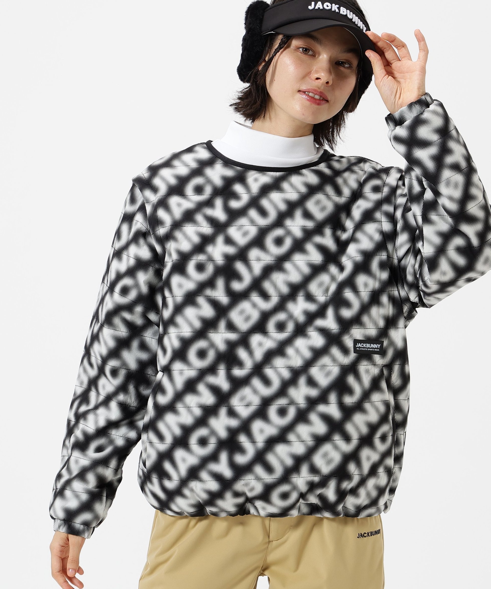 【ジャックバニー/Jack Bunny】のストレッチタフタ中綿スニードジャック インテリア・キッズ・メンズ・レディースファッション・服の通販 founy(ファニー) 　ファッション　Fashion　レディースファッション　Fashion for Women　おすすめ　Recommended / Our Picks　アウトドア　Outdoor Clothing　ゴルフ　Golf　ストレッチ　Stretch, Stretchy Fabric　タフタ　Taffeta, Structured Fabric　ドローコード　Drawcord, Drawstring Cord　ベスト　Vest, Waistcoat　防寒　Cold Protection, Winter-Ready　ブラックパターン2|ID: prp329100004817562 ipo3291000000034996696