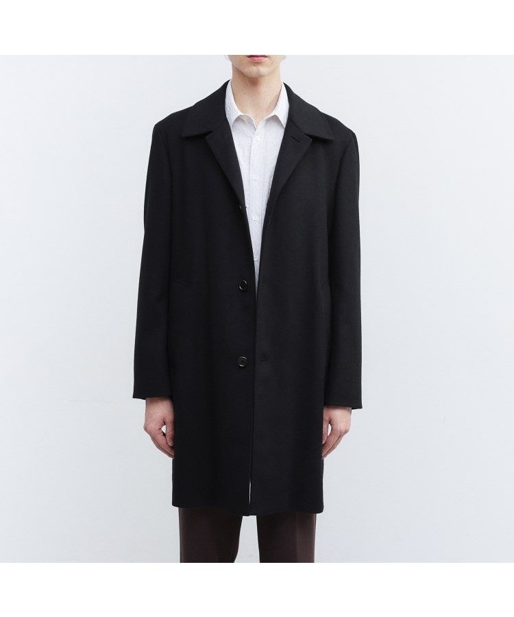 【タケオキクチ/TAKEO KIKUCHI / MEN】のカシミヤブレンド ビーバー調ステンカラーコート インテリア・キッズ・メンズ・レディースファッション・服の通販 founy(ファニー) 　ファッション　Fashion　メンズファッション　Fashion for Men　スタイリッシュ　Stylish, Fashionable　スマート　Smart, Elegant　スーツ　Suit, Formalwear　タートル　Turtleneck, Turtle Collar　定番　Standard, Basic Item　パターン　Pattern, Design Print　ポケット　Pocket, Pocket Detail　マフラー　Scarf, Muffler　無地　Plain, Solid Color　冬　Winter / This Winter　おすすめ　Recommended / Our Picks　エレガント 上品　Elegant　ビジネス 仕事 通勤　Business / Work / Commuting　ブラック|ID: prp329100004817588 ipo3291000000034997028