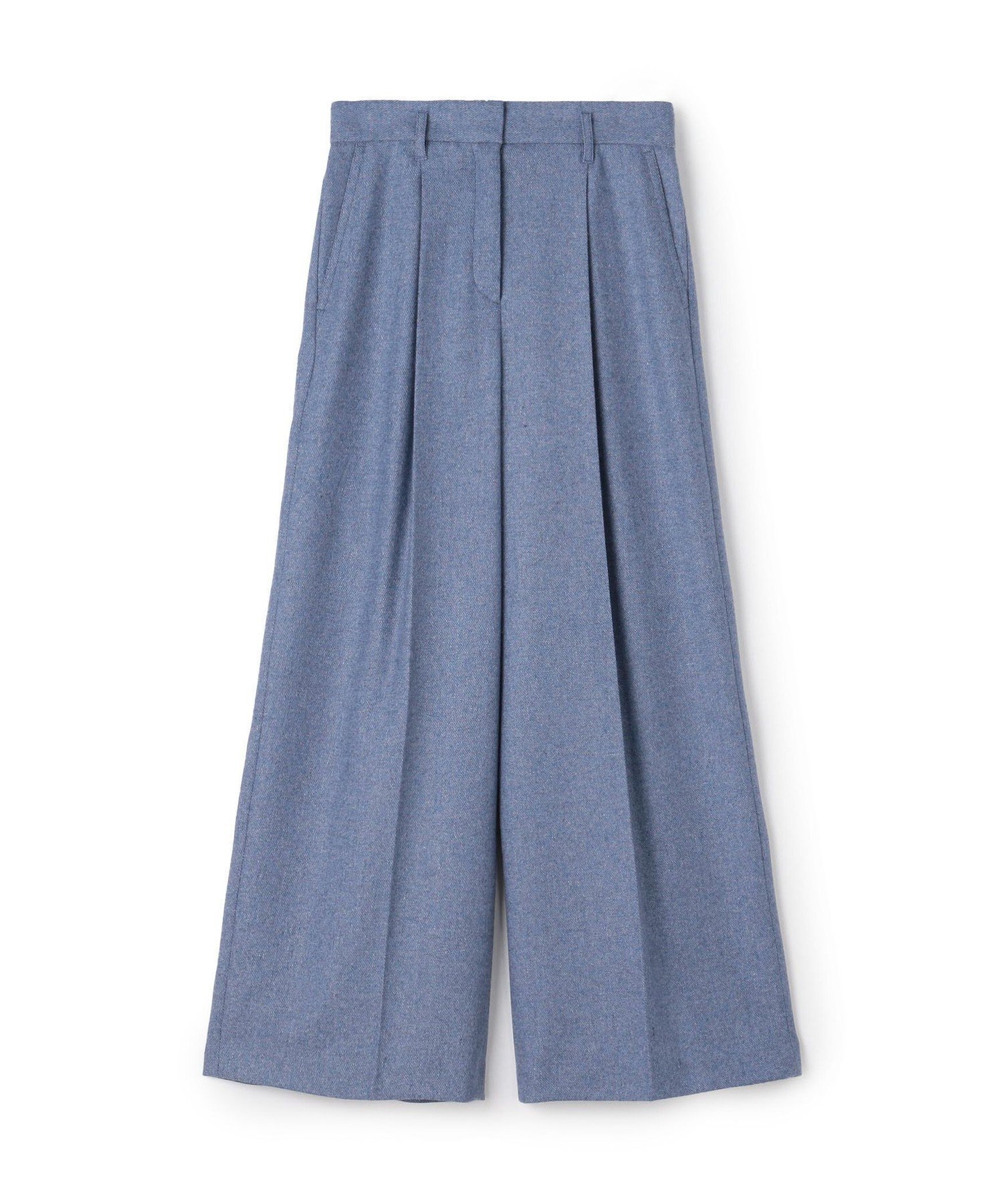 【トゥモローランド/TOMORROWLAND】のメランジカルゼ タックワイドパンツ インテリア・キッズ・メンズ・レディースファッション・服の通販 founy(ファニー) 　ファッション　Fashion　レディースファッション　Fashion for Women　パンツ　Pants & Trousers　おすすめ　Recommended / Our Picks　ジャケット　Jacket, Outerwear　ネップ　Nepp, Slub Yarn　バランス　Balance, Style Balance　フロント　Front, Front Design　A/W・秋冬　Autumn/Winter　64 ブルー系|ID: prp329100004817664 ipo3291000000034998035