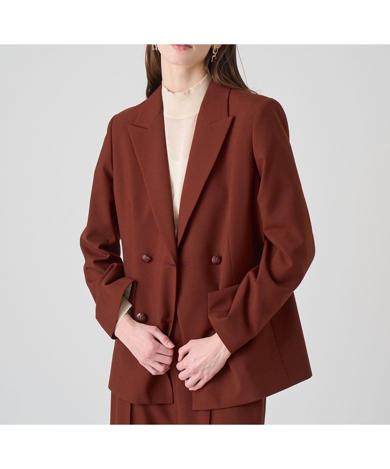【アナイ/ANAYI】の【セットアップ対応商品】マットクロスピークドラペル ジャケット インテリア・キッズ・メンズ・レディースファッション・服の通販 founy(ファニー) 　ファッション　Fashion　レディースファッション　Fashion for Women　アウター　Coat / Outerwear Collection　レディースジャケット・軽アウター　Jackets　ジャケット　Jacket, Outerwear　スマート　Smart, Elegant　セットアップ　Set-Up, Coordinated Outfit　ダブル　Double, Double-Breasted　A/W・秋冬　Autumn/Winter　再入荷　Restock / Back in Stock　brown|ID: prp329100004817684 ipo3291000000034998273