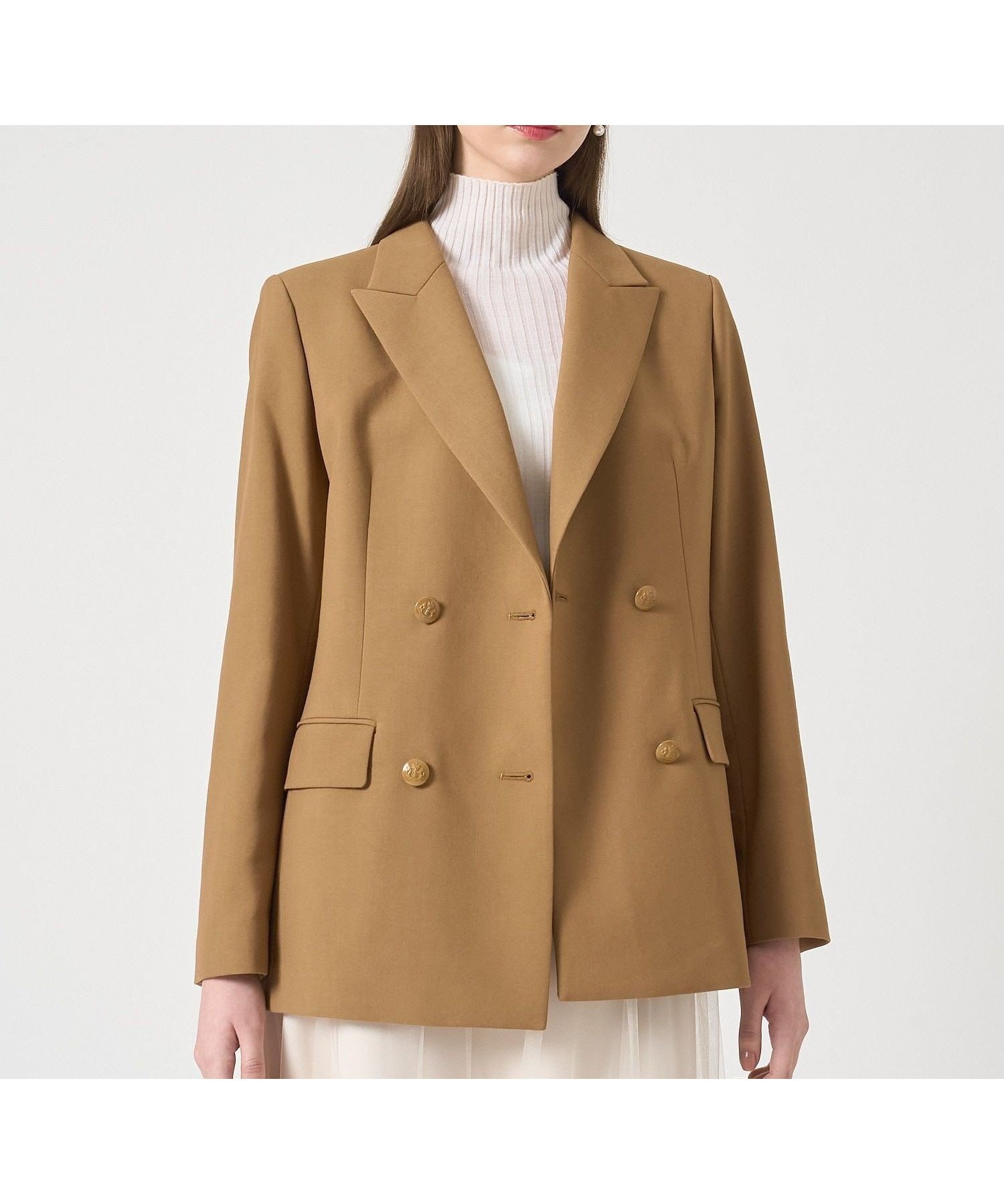 【アナイ/ANAYI】の【セットアップ対応商品】マットクロスピークドラペル ジャケット インテリア・キッズ・メンズ・レディースファッション・服の通販 founy(ファニー) 　ファッション　Fashion　レディースファッション　Fashion for Women　アウター　Coat / Outerwear Collection　レディースジャケット・軽アウター　Jackets　ジャケット　Jacket, Outerwear　スマート　Smart, Elegant　セットアップ　Set-Up, Coordinated Outfit　ダブル　Double, Double-Breasted　A/W・秋冬　Autumn/Winter　再入荷　Restock / Back in Stock　camel|ID: prp329100004817684 ipo3291000000034998274