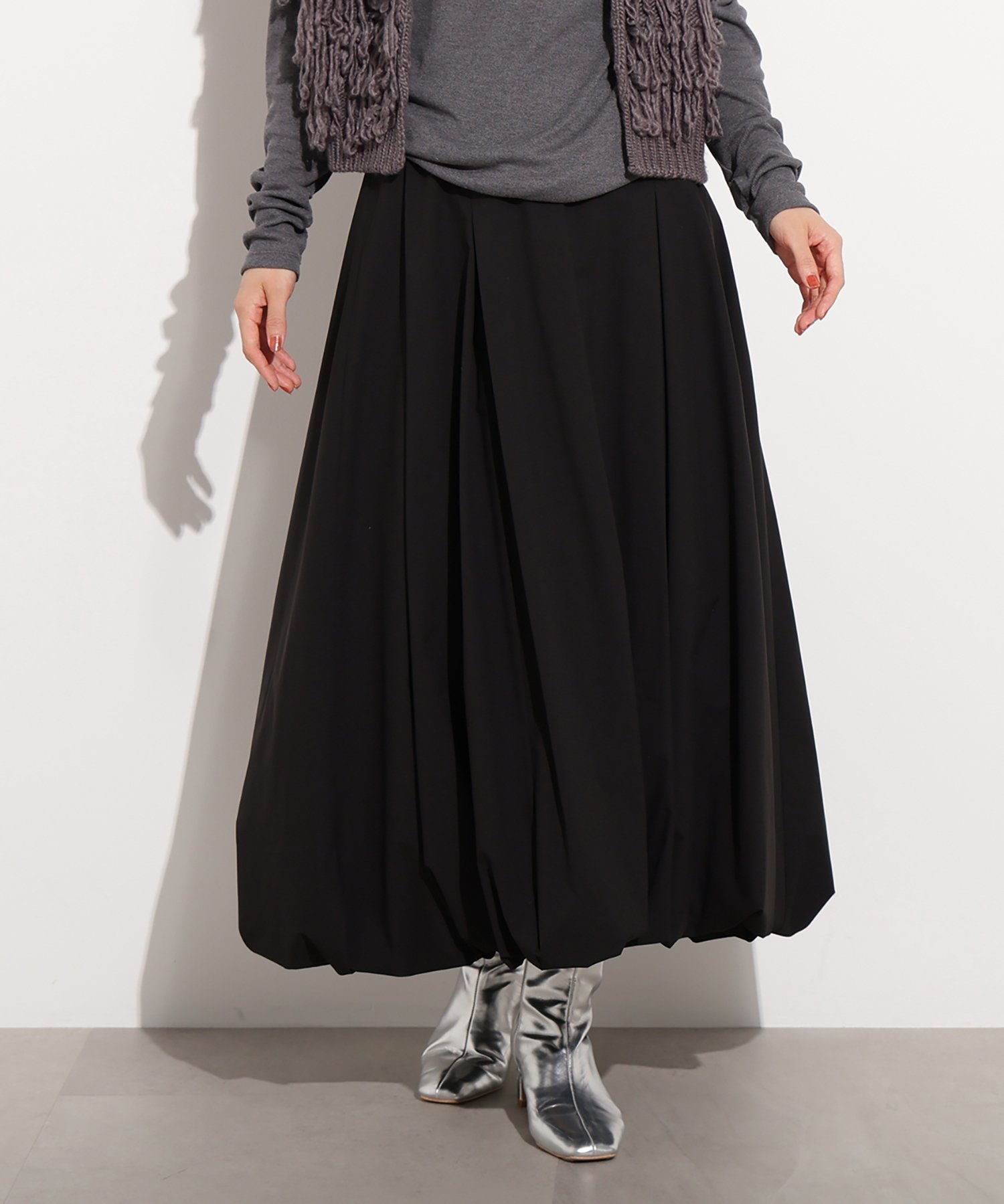 【エヌ ナチュラルビューティーベーシック/N.Natural Beauty basic】のバルーンタックスカート インテリア・キッズ・メンズ・レディースファッション・服の通販 founy(ファニー) 　ファッション　Fashion　レディースファッション　Fashion for Women　スカート　Skirts　シンプル　Simple, Minimal　タフタ　Taffeta, Structured Fabric　バルーン　Balloon, Balloon Silhouette　フィット　Fit, Slim Fit　ブラック|ID: prp329100004817686 ipo3291000000034998301