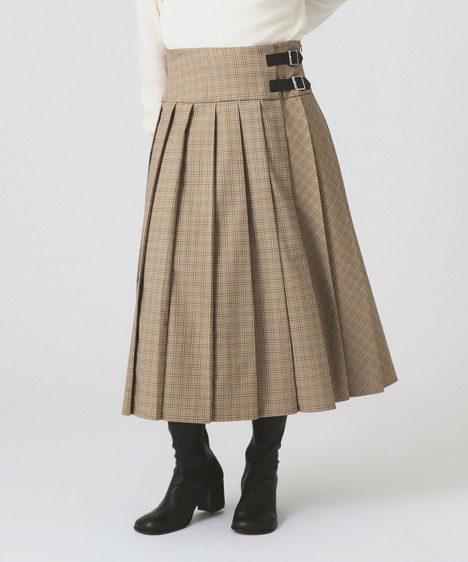 【ビームス ウイメン/BEAMS】のチェック キルト ミディスカート インテリア・キッズ・メンズ・レディースファッション・服の通販 founy(ファニー) 　ファッション　Fashion　レディースファッション　Fashion for Women　スカート　Skirts　おすすめ　Recommended / Our Picks　キルト　Quilt, Quilted Fabric　クラシカル　Classical, Vintage-Inspired　チェック　Check, Plaid, Tartan　ベーシック　Basic, Essential　ラップ　Wrap, Wrap Design　冬　Winter / This Winter　BEIGE|ID: prp329100004817708 ipo3291000000034998617