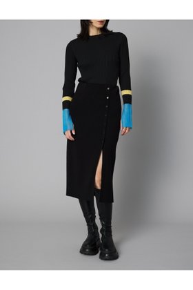 【ヘリンドットサイ/HeRIN.CYE】のLayered knit skirt 人気、トレンドファッション・服の通販 founy(ファニー) ファッション Fashion レディースファッション Fashion for Women スカート Skirts ドッキング Docking, Mixed Material フロント Front, Front Design ミニスカート Mini Skirt, Short Skirt 冬 Winter / This Winter |ID:prp329100004817766