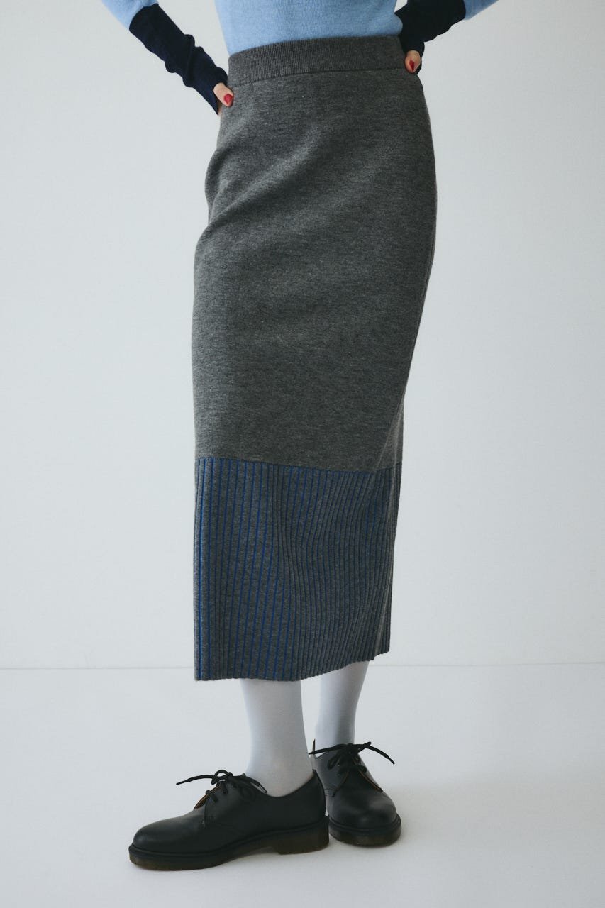 【ヘリンドットサイ/HeRIN.CYE】のKnit skirt インテリア・キッズ・メンズ・レディースファッション・服の通販 founy(ファニー) 　ファッション　Fashion　レディースファッション　Fashion for Women　スカート　Skirts　おすすめ　Recommended / Our Picks　シンプル　Simple, Minimal　スリット　Slit, Slit Detail　セットアップ　Set-Up, Coordinated Outfit　タイトスカート　Pencil Skirt, Tight Skirt　ブルゾン　Blouson, Bomber Jacket　GRY|ID: prp329100004817772 ipo3291000000034999468