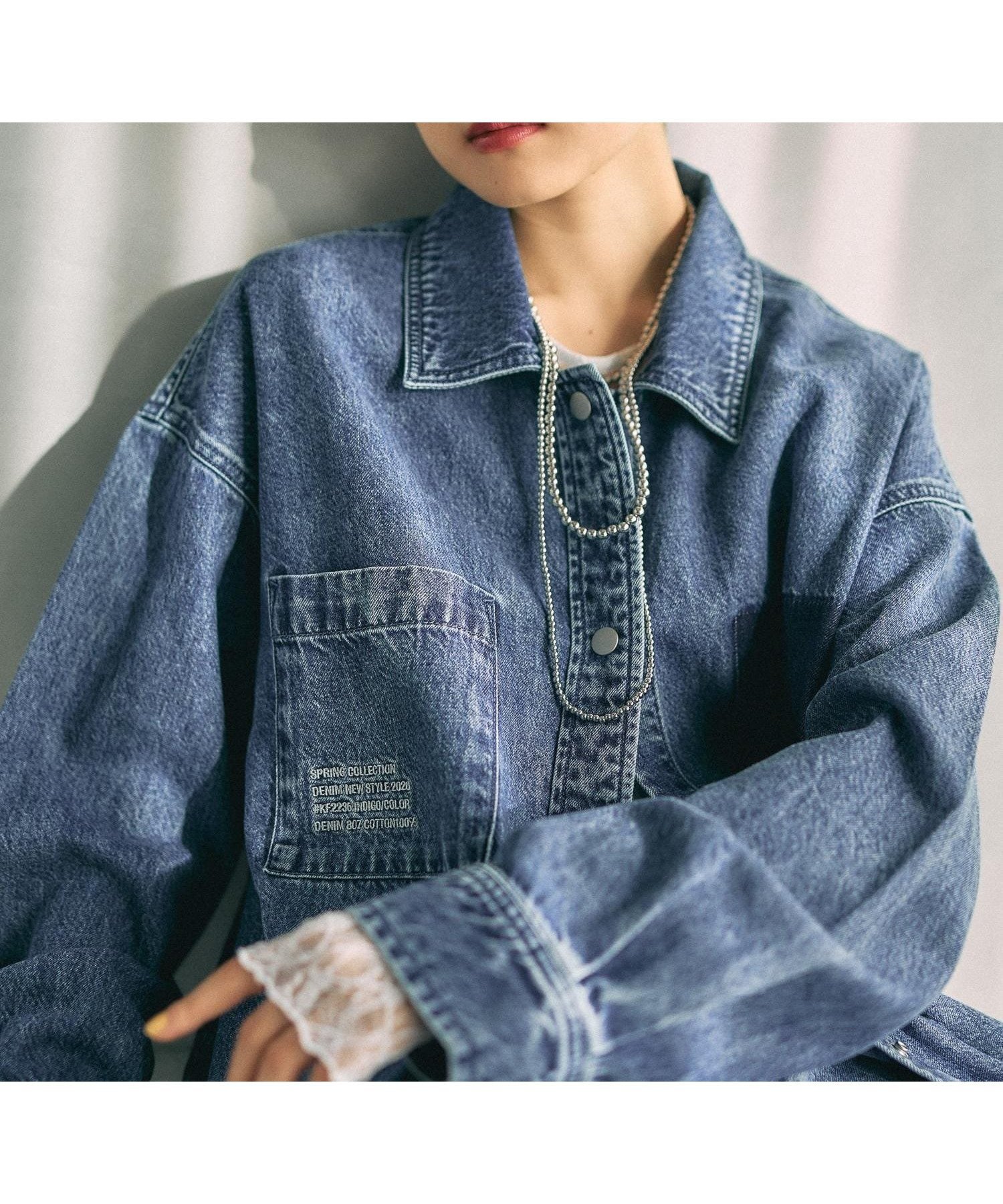 【レプシィム ローリーズファーム/LEPSIM LOWRYS FARM】の刺繍BIGデニムシャツ インテリア・キッズ・メンズ・レディースファッション・服の通販 founy(ファニー) 　ファッション　Fashion　レディースファッション　Fashion for Women　トップス・カットソー　Cut & Sew Tops　シャツ・ブラウス・オフィスカジュアル　Elegant Blouses & Button-Ups　おすすめ　Recommended / Our Picks　デニム　Denim, Jeans Material　定番　Standard, Basic Item　春　Spring　ケミカルブルー85|ID: prp329100004817782 ipo3291000000036266790