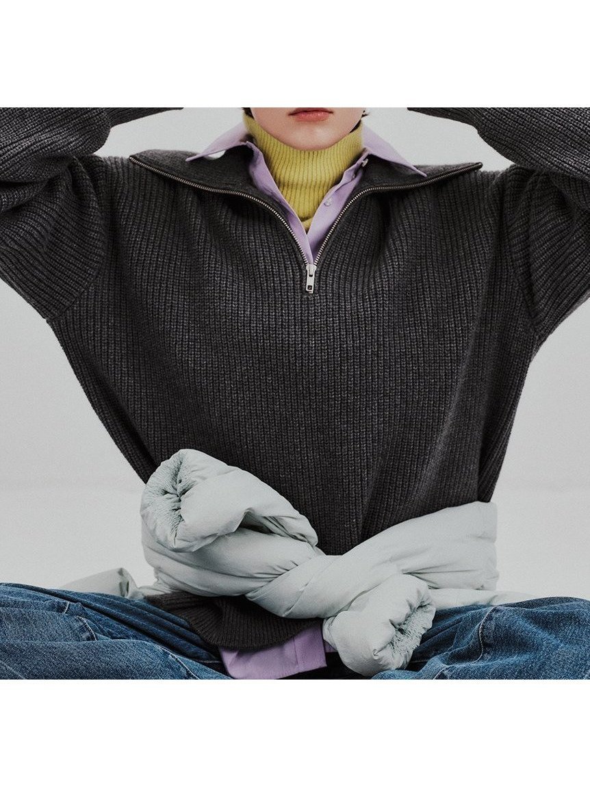 【ミラオーウェン/Mila Owen】の【WEB限定】【ウォッシャブル】衿付スキッパーニットプルオーバー インテリア・キッズ・メンズ・レディースファッション・服の通販 founy(ファニー) 　ファッション　Fashion　レディースファッション　Fashion for Women　トップス・カットソー　Cut & Sew Tops　ニット　Knit Tops & Sweaters　カジュアルプルオーバー・ニットトップス　Pullovers & Knit Tops / Casual Pullovers　ウォッシャブル　Machine Washable　カットソー　Cut and Sewn Top　ジップ　Zip, Zipper　スキッパー　Skipper, Open Collar　スマート　Smart, Elegant　トレンド　Trend, Trending Now　おすすめ　Recommended / Our Picks　GRY[006]|ID: prp329100004817784 ipo3291000000034999648