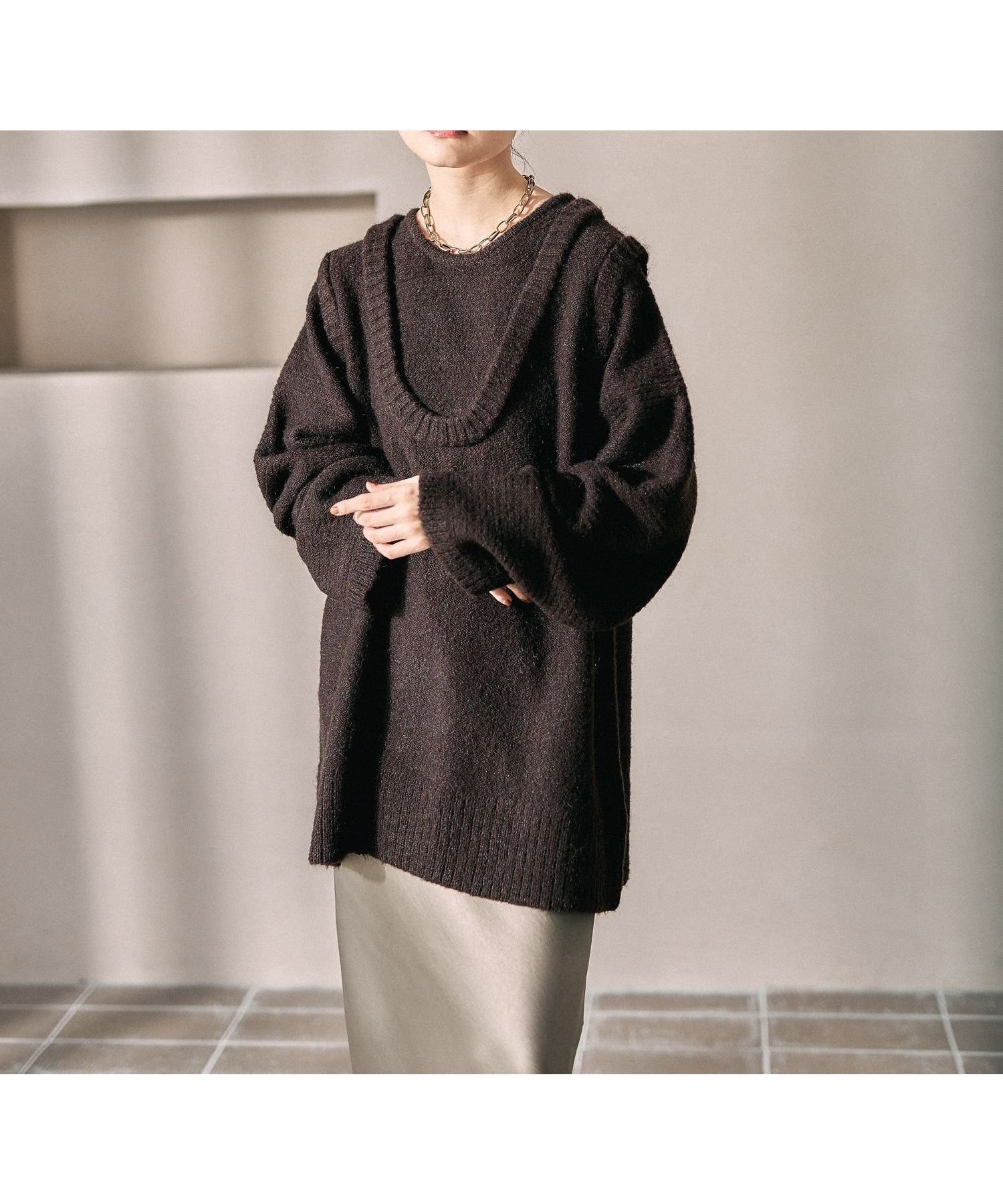 【レプシィム ローリーズファーム/LEPSIM LOWRYS FARM】の5ゲージレイヤーライクロングプルオーバー インテリア・キッズ・メンズ・レディースファッション・服の通販 founy(ファニー) 　ファッション　Fashion　レディースファッション　Fashion for Women　トップス・カットソー　Cut & Sew Tops　ベスト&ジレ / 重ね着スタイル　Vests & Gilets　カジュアルプルオーバー・ニットトップス　Pullovers & Knit Tops / Casual Pullovers　おすすめ　Recommended / Our Picks　トレンド　Trend, Trending Now　バランス　Balance, Style Balance　ベスト　Vest, Waistcoat　ブラウン58|ID: prp329100004817792 ipo3291000000034999787