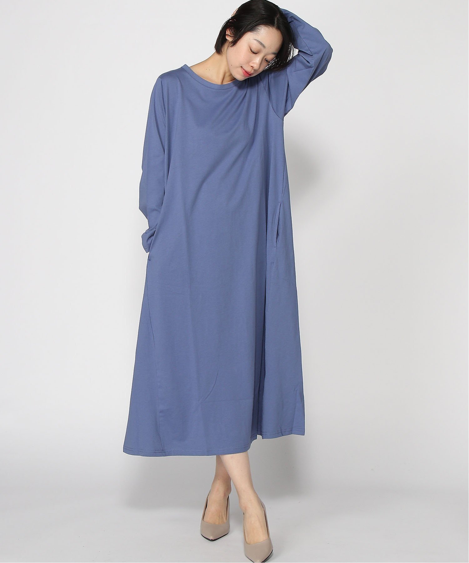 【ラナン/Ranan】のBC ポケット付マキシワンピ(ロング) インテリア・キッズ・メンズ・レディースファッション・服の通販 founy(ファニー) 　ファッション　Fashion　レディースファッション　Fashion for Women　ワンピース　Dresses　マキシ丈ワンピース・ロングドレス　Maxi Dresses / Long One-Pieces　なめらか　Smooth, Silky Texture　シンプル　Simple, Minimal　トレンド　Trend, Trending Now　ベスト　Vest, Waistcoat　ボトム　Bottoms, Lower Wear　ポケット　Pocket, Pocket Detail　マキシ　Maxi, Full Length　ロング　Long, Long-Length　エレガント 上品　Elegant　A/W・秋冬　Autumn/Winter　ダスティブルー|ID: prp329100004817818 ipo3291000000035000190