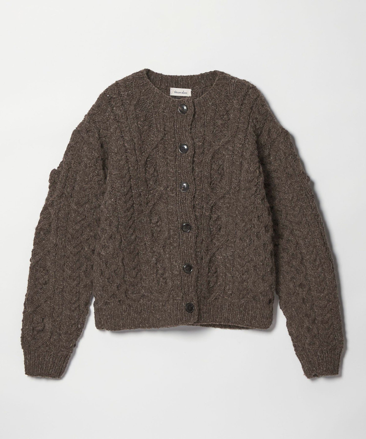 【ビューティ&ユース ユナイテッドアローズ/BEAUTY&YOUTH / UNITED ARROWS】のSteven Alan ケーブル ニット カーディガン インテリア・キッズ・メンズ・レディースファッション・服の通販 founy(ファニー) 　ファッション　Fashion　レディースファッション　Fashion for Women　トップス・カットソー　Cut & Sew Tops　ニット　Knit Tops & Sweaters　カーディガン・羽織り　Layered Style Cardigans　おすすめ　Recommended / Our Picks　カーディガン　Cardigan, Knitwear　シンプル　Simple, Minimal　トレンド　Trend, Trending Now　羽織　Haori, Light Jacket　DK.BROWN|ID: prp329100004817819 ipo3291000000035000238