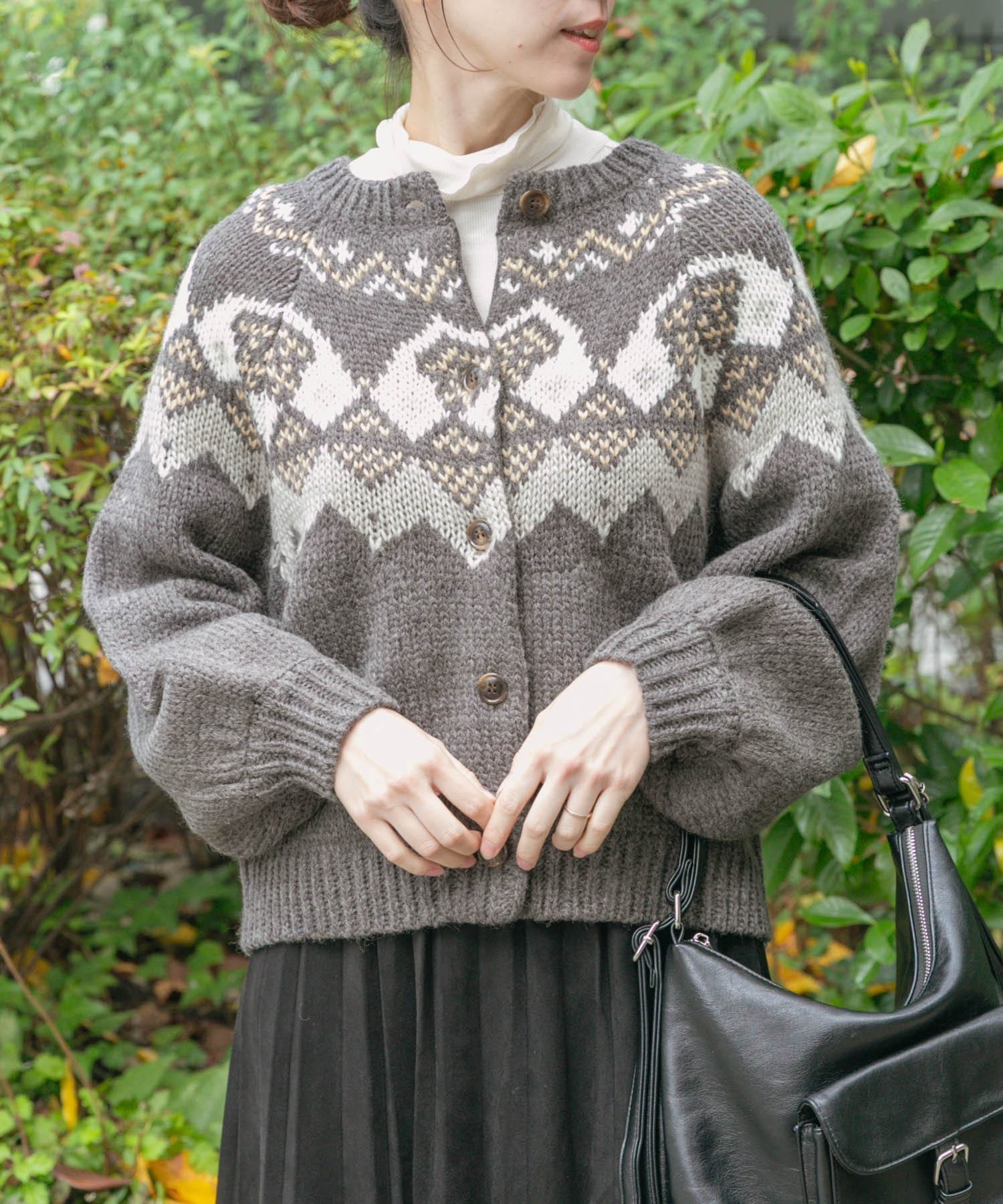 【アイテムズアーバンリサーチ/ITEMS URBAN RESEARCH】のノルディックボリュームスリーブカーディガン インテリア・キッズ・メンズ・レディースファッション・服の通販 founy(ファニー) 　ファッション　Fashion　レディースファッション　Fashion for Women　トップス・カットソー　Cut & Sew Tops　カーディガン・羽織り　Layered Style Cardigans　ボリューム袖・フリルスリーブブラウス　Voluminous & Ruffle Sleeves / Puffy Sleeve Tops　2025年　2025　2025-2026秋冬・A/W　Autumn/Winter 2025–26 AW25–26　冬　Winter / This Winter　インナー　Innerwear　カーディガン　Cardigan, Knitwear　クラシック　Classic, Timeless Style　トレンド　Trend, Trending Now　A/W・秋冬　Autumn/Winter　グレー|ID: prp329100004817823 ipo3291000000035000378