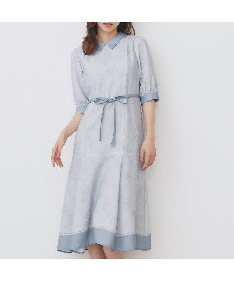 【インデックス/INDEX】の2WAY パネルフラワーバイカラーワンピース【洗濯機洗い可/イージーアイロン】 インテリア・キッズ・メンズ・レディースファッション・服の通販 founy(ファニー) 　ファッション　Fashion　レディースファッション　Fashion for Women　ワンピース　Dresses　切替　Switching, Contrast Panel　スマート　Smart, Elegant　スリーブ　Sleeve, Long Sleeve / Short Sleeve　フィット　Fit, Slim Fit　フレア　Flare, Flared　ポケット　Pocket, Pocket Detail　リボン　Ribbon, Bow　ループ　Loop, Loop Knit　ブルー|ID: prp329100004817831 ipo3291000000035000482