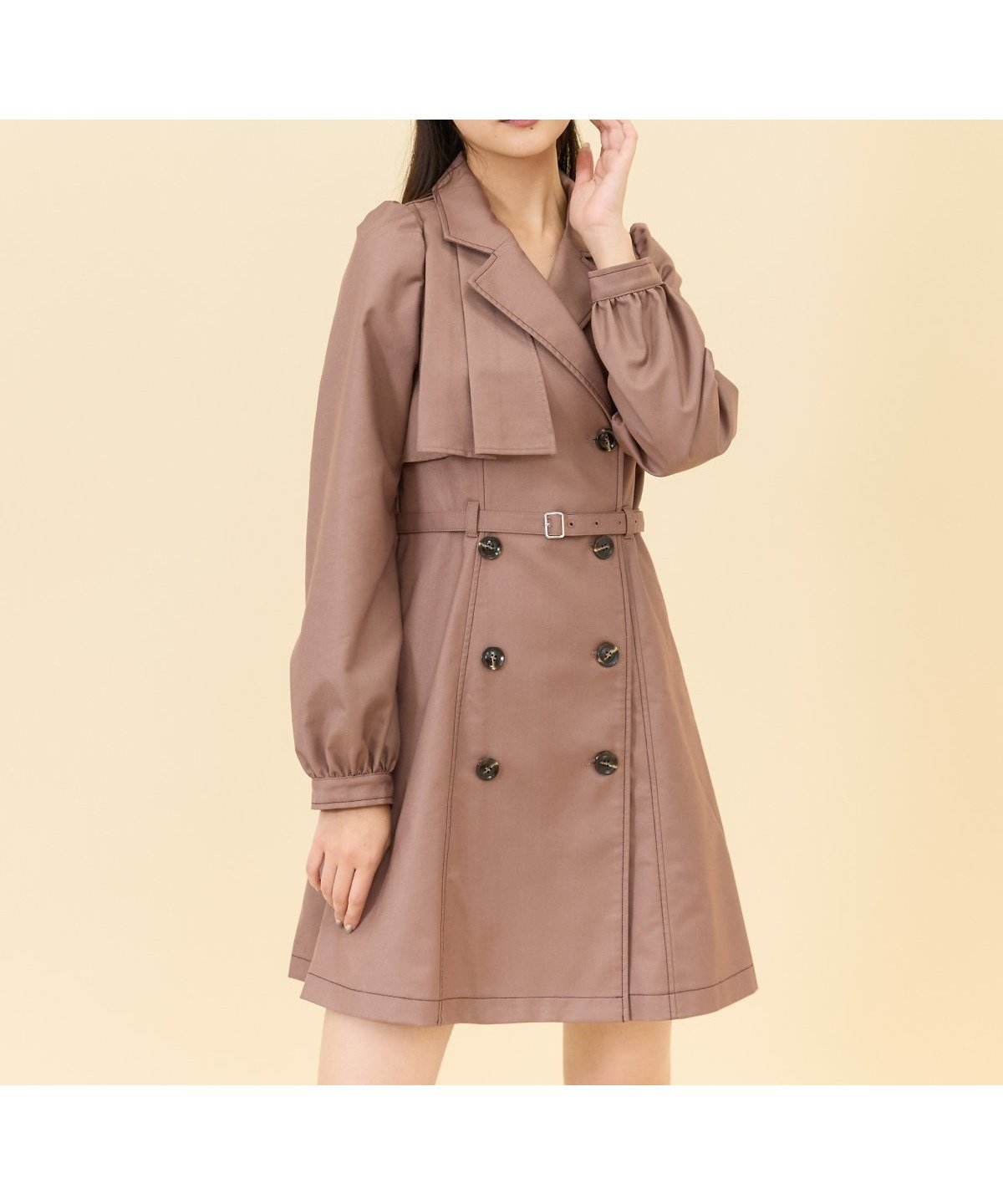 【レディアゼル/REDYAZEL】のダブルボタンジャケットミニワンピース インテリア・キッズ・メンズ・レディースファッション・服の通販 founy(ファニー) 　ファッション　Fashion　レディースファッション　Fashion for Women　アウター　Coat / Outerwear Collection　レディースジャケット・軽アウター　Jackets　おすすめ　Recommended / Our Picks　インナー　Innerwear　ガーリー　Girly, Feminine Style　トレンチ　Trench, Trench Coat　ハイネック　High Neck, Mock Neck　リブニット　Rib Knit, Ribbed Knit　ロング　Long, Long-Length　ピンク|ID: prp329100004817834 ipo3291000000035000544