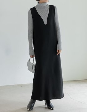 【リエディ/Re:EDIT】のミラノリブ変形キーネックニットワンピース 人気、トレンドファッション・服の通販 founy(ファニー) ファッション Fashion レディースファッション Fashion for Women ワンピース Dresses ニットワンピース Knit Dresses インナー Innerwear コンパクト Compact, Small Size シンプル Simple, Minimal バランス Balance, Style Balance フロント Front, Front Design ミラノリブ Milano Rib, Milano Stitch ロング Long, Long-Length |ID:prp329100004817840