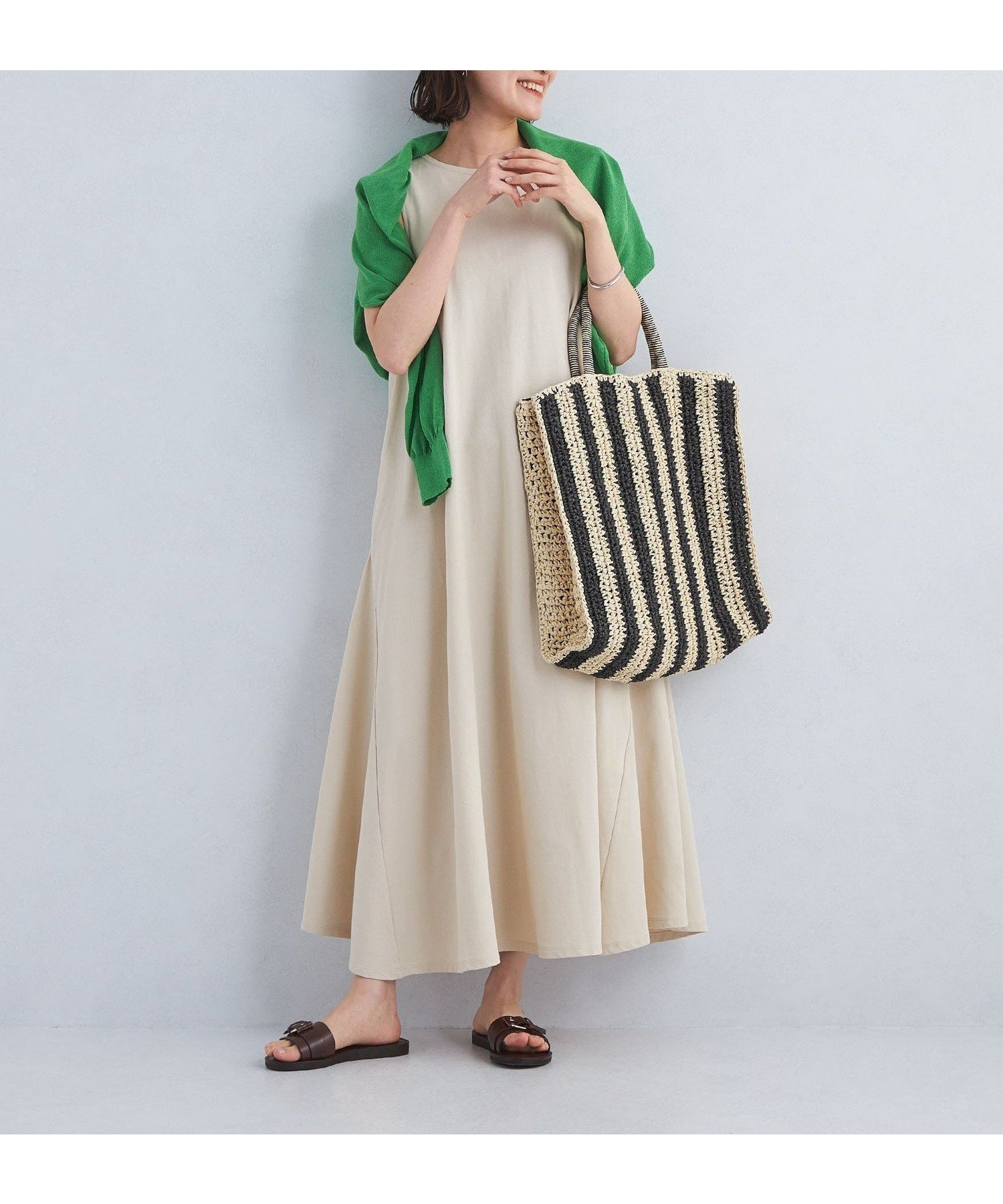 【ユナイテッドアローズ/UNITED ARROWS】のsize TALLあり パネルフレア インレー ワンピース インテリア・キッズ・メンズ・レディースファッション・服の通販 founy(ファニー) 　ファッション　Fashion　レディースファッション　Fashion for Women　ワンピース　Dresses　カットソー　Cut and Sewn Top　カーディガン　Cardigan, Knitwear　シンプル　Simple, Minimal　フレア　Flare, Flared　夏　Summer　旅行　Travel　春　Spring　NATURAL|ID: prp329100004817844 ipo3291000000035000801