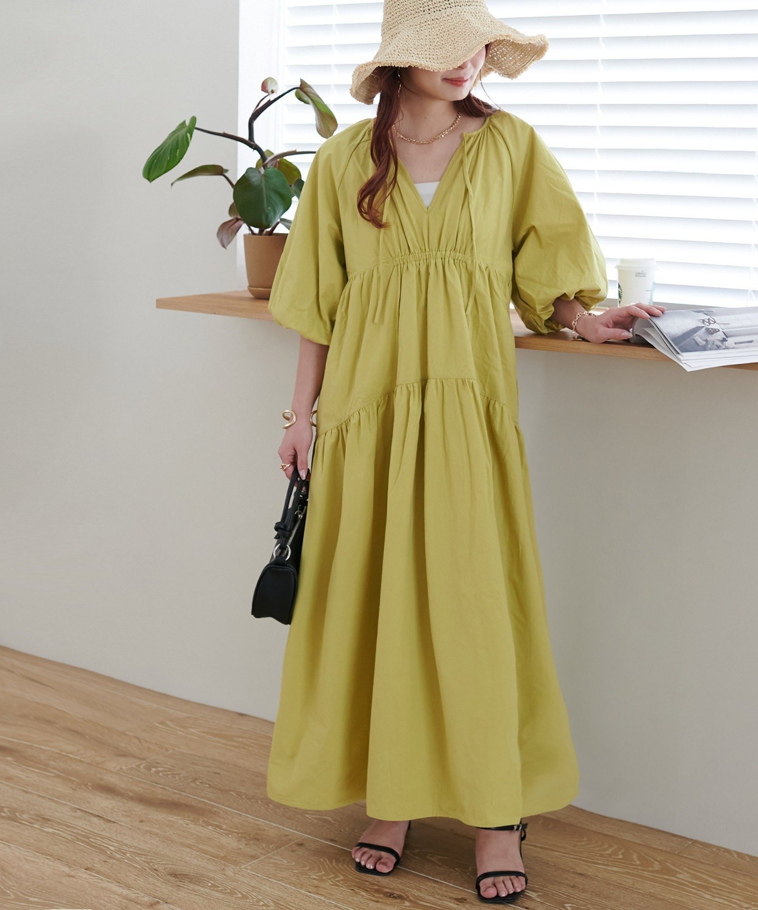 【ディスコート/Discoat】の【新色追加!/WEB限定】前後2WAYティアード袖バルーンワンピース インテリア・キッズ・メンズ・レディースファッション・服の通販 founy(ファニー) 　ファッション　Fashion　レディースファッション　Fashion for Women　ワンピース　Dresses　おすすめ　Recommended / Our Picks　キャップ　Cap, Baseball Cap　ギャザー　Gathered, Ruffled　スニーカー　Sneakers, Trainers　スリーブ　Sleeve, Long Sleeve / Short Sleeve　ダウン　Down, Puffer　ティアード　Tiered, Tiered Style　デニム　Denim, Jeans Material　バルーン　Balloon, Balloon Silhouette　フェミニン　Feminine, Girly　リゾート　Resort, Vacation Style　リボン　Ribbon, Bow　ライムグリーン|ID: prp329100004817852 ipo3291000000035000918