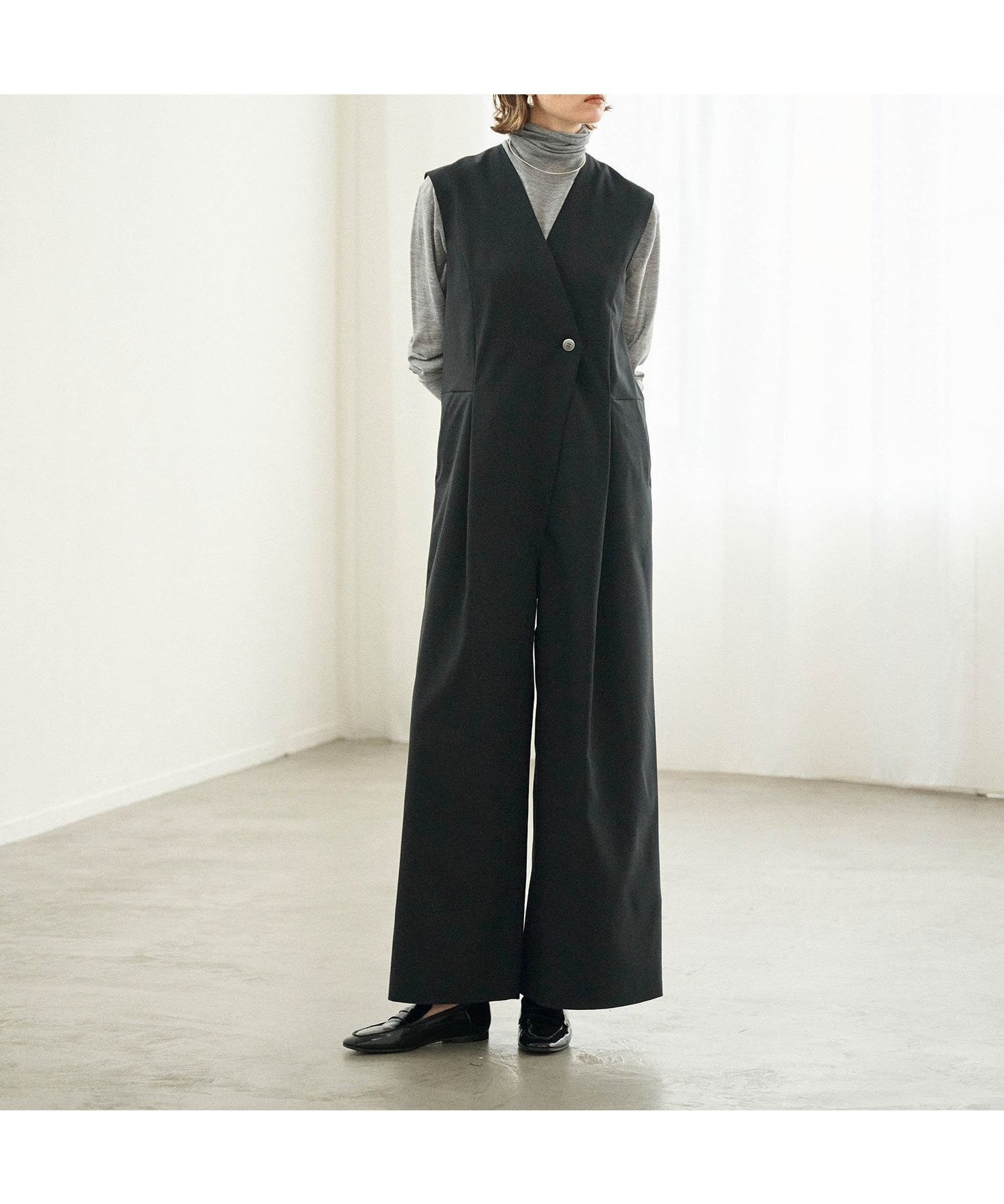 【ノーク/N.O.R.C】のウォッシャブルオールインワン【CLEAN MOTION】 インテリア・キッズ・メンズ・レディースファッション・服の通販 founy(ファニー) 　ファッション　Fashion　レディースファッション　Fashion for Women　ワンピース　Dresses　オールインワン・ワンピース　Dresses and Jumpsuits　吸水　Absorbent, Quick-Dry　ストレッチ　Stretch, Stretchy Fabric　メランジ　Melange, Mixed Yarn　ラップ　Wrap, Wrap Design　ロング　Long, Long-Length　夏　Summer　ブラック|ID: prp329100004817878 ipo3291000000035001240