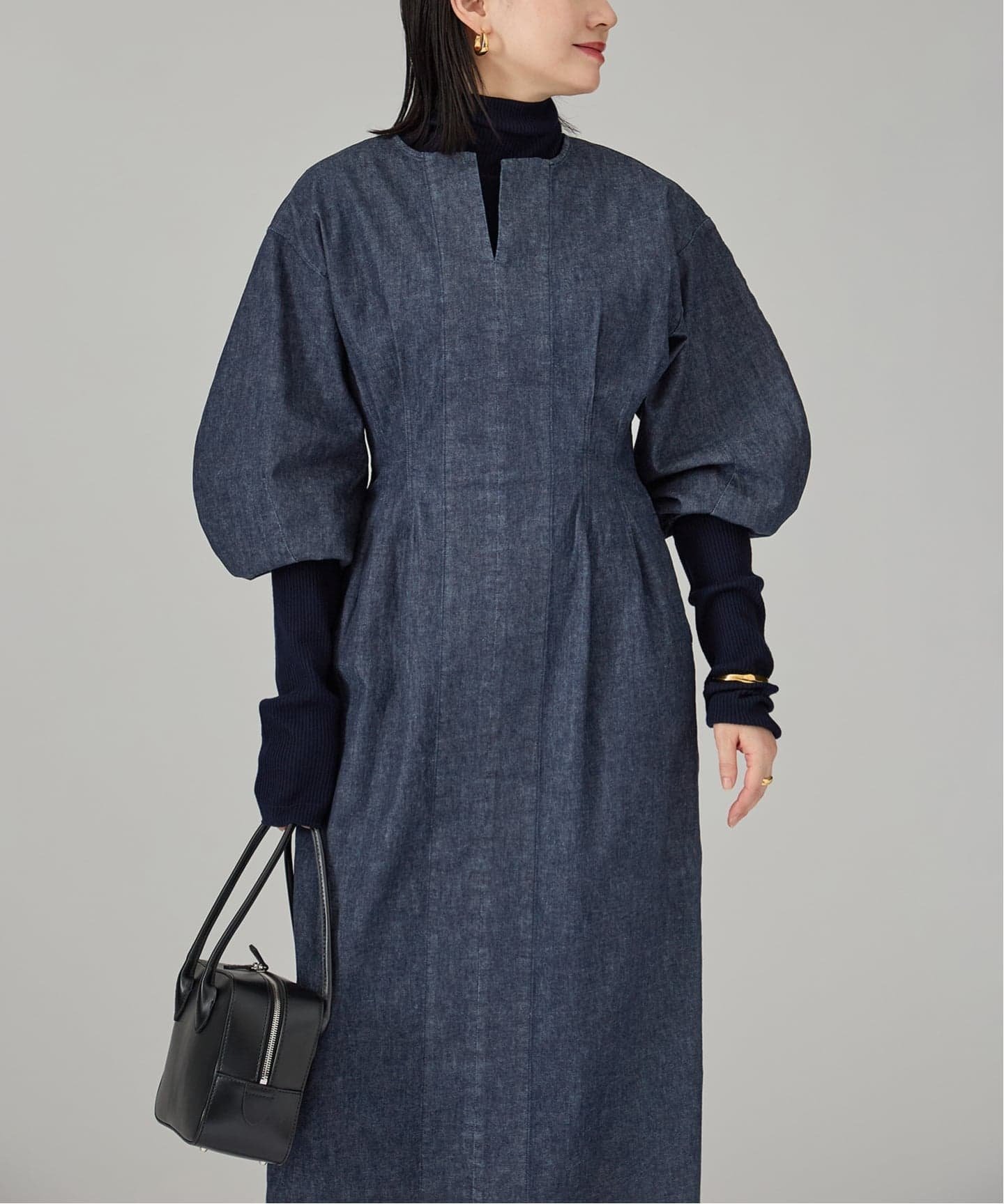 【ヴェルメイユ パー イエナ/VERMEIL par iena】のストレッチデニムウエストシェイプワンピース インテリア・キッズ・メンズ・レディースファッション・服の通販 founy(ファニー) 　ファッション　Fashion　レディースファッション　Fashion for Women　ワンピース　Dresses　インド　Indian Textile　シェイプ　Shape, Slim Fit　デニム　Denim, Jeans Material　人気　Popular, Best Seller　プリント　Print, Printed Pattern　リネン　Linen, Linen Fabric　レオパード　Leopard, Animal Print　ネイビー|ID: prp329100004817880 ipo3291000000035001269