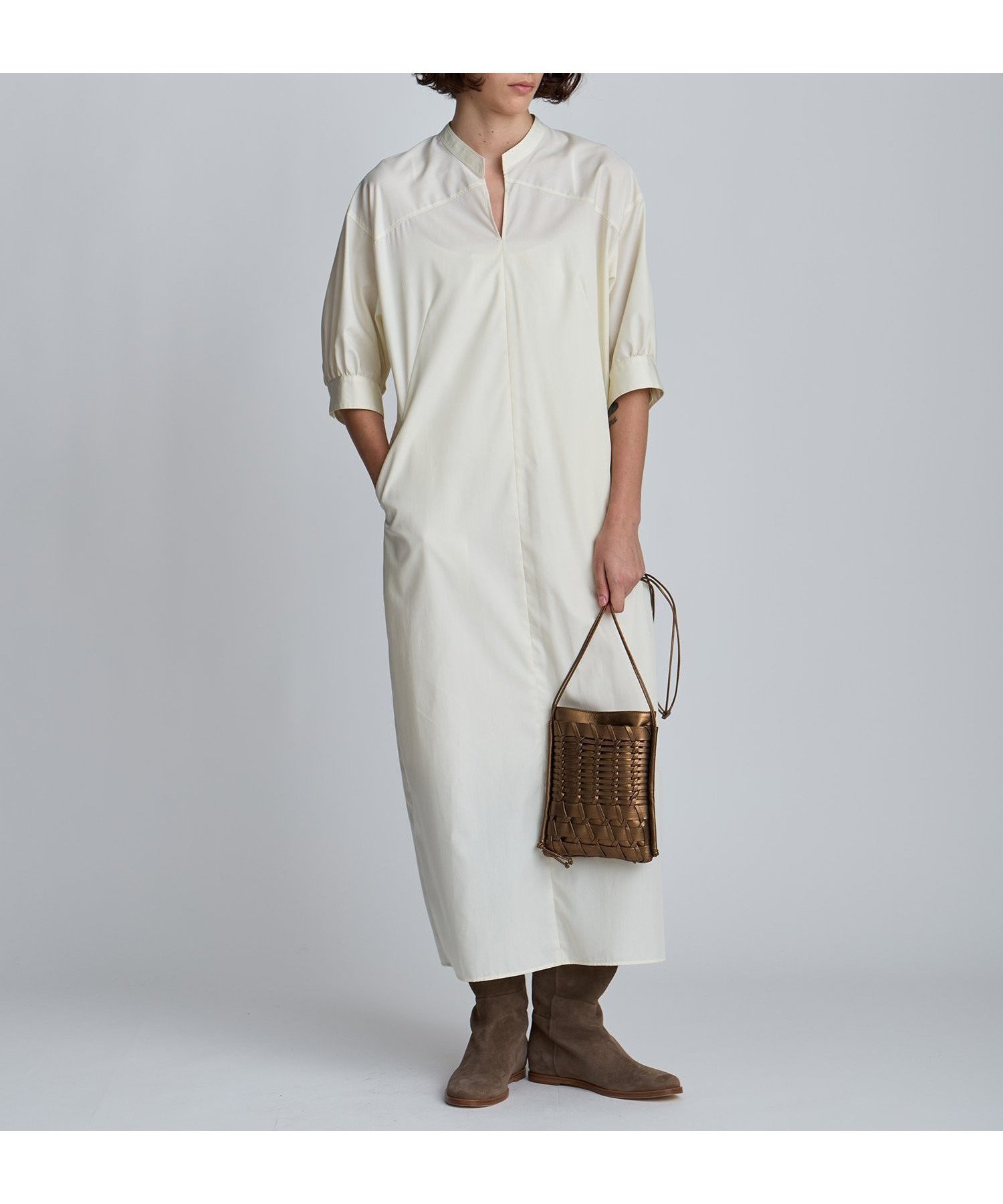 【ハウス オブ ロータス/HOUSE OF LOTUS】のコットンブロードパフスリーブドレス 人気、トレンドファッション・服の通販 founy(ファニー) 　ファッション　Fashion　レディースファッション　Fashion for Women　ワンピース　Dresses　フォーマル・パーティードレス・結婚式用ドレス　Elegant & Casual Dresses　おすすめ　Recommended / Our Picks　カフス　Cuff Design　スリット　Slit, Slit Detail　スリーブ　Sleeve, Long Sleeve / Short Sleeve　バルーン　Balloon, Balloon Silhouette　ブロード　Broadcloth, Fine Cotton　モダン　Modern, Contemporary　A/W・秋冬　Autumn/Winter　 other-1|ID: prp329100004817954 ipo3291000000035001920