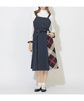 【ブルーレーベル クレストブリッジ/BLUE LABEL CRESTBRIDGE】のサイドチェック切替トレンチキャミワンピース 人気、トレンドファッション・服の通販 founy(ファニー) ファッション Fashion レディースファッション Fashion for Women ワンピース Dresses キャミソールワンピース Camisole Dresses インナー Innerwear クラシカル Classical, Vintage-Inspired スクエア Square, Square Shape ダブル Double, Double-Breasted チェック Check, Plaid, Tartan トレンチ Trench, Trench Coat トレンド Trend, Trending Now フロント Front, Front Design リボン Ribbon, Bow 切替 Switching, Contrast Panel 半袖 Short Sleeve, Half Sleeve 長袖 Long Sleeve, Full Sleeve |ID:prp329100004817958