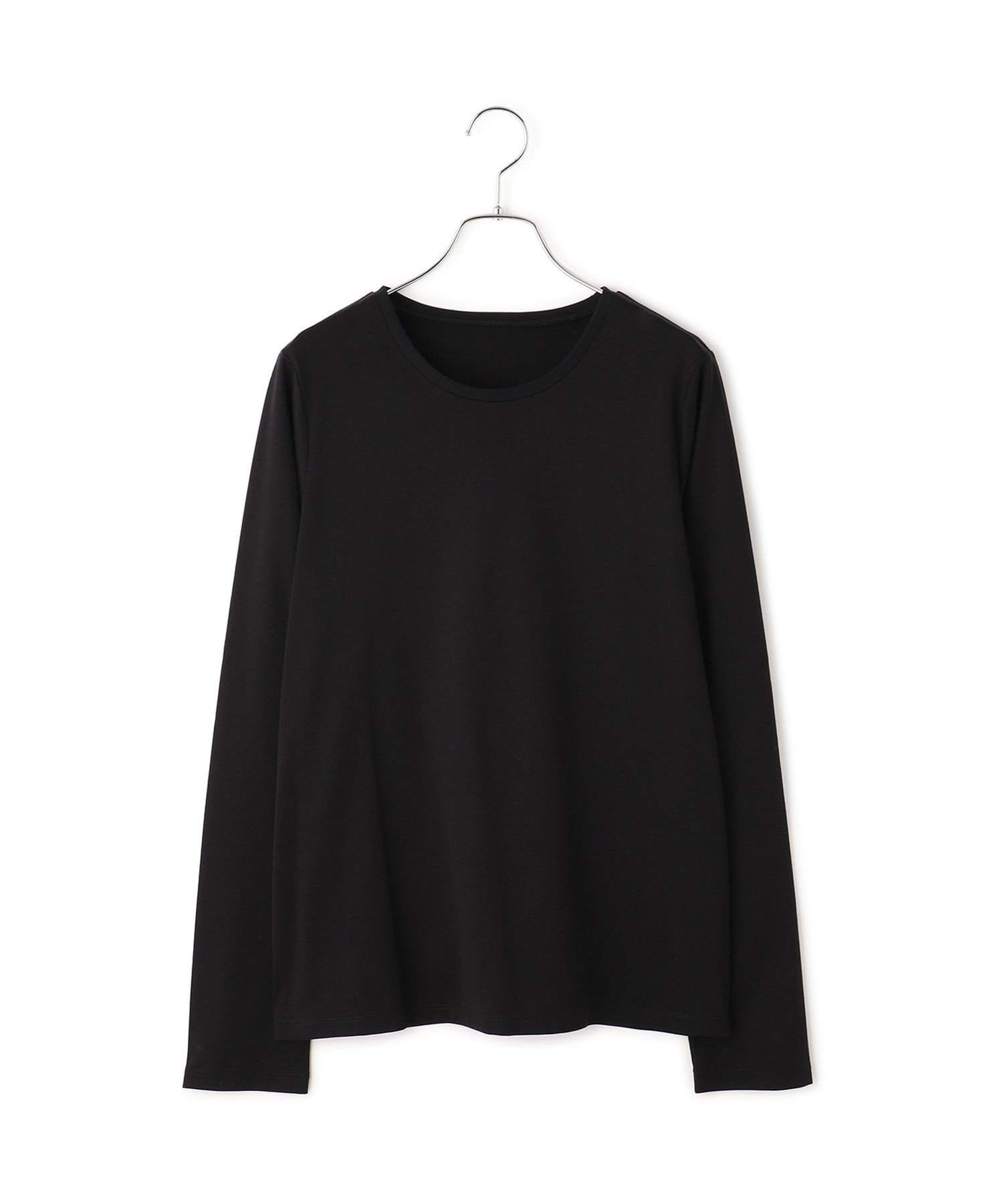 【アダム エ ロペ/ADAM ET ROPE'】のロングスリーブコットンTシャツ インテリア・キッズ・メンズ・レディースファッション・服の通販 founy(ファニー) 　ファッション　Fashion　レディースファッション　Fashion for Women　トップス・カットソー　Cut & Sew Tops　シャツ・ブラウス・オフィスカジュアル　Elegant Blouses & Button-Ups　ロングTシャツ・Tシャツ　Longline T-Shirts & Tees　インナー　Innerwear　カッティング　Cutting Detail　カットソー　Cut and Sewn Top　ジャケット　Jacket, Outerwear　スラックス　Slacks, Dress Pants　スリーブ　Sleeve, Long Sleeve / Short Sleeve　デニム　Denim, Jeans Material　バランス　Balance, Style Balance　ベーシック　Basic, Essential　ロング　Long, Long-Length　エレガント 上品　Elegant　2025年　2025　2025-2026秋冬・A/W　Autumn/Winter 2025–26 AW25–26　ブラック(01)|ID: prp329100004818258 ipo3291000000035005489