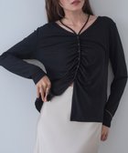 【バブ ブージュルード/Bab Bou Jeloud】のセンターシャーリングカットソー 人気、トレンドファッション・服の通販 founy(ファニー) ファッション Fashion レディースファッション Fashion for Women トップス・カットソー Cut & Sew Tops カットソー・ベーシックTシャツ Cut-and-Sewn Tops / Stretch Tees & Basics インナー Innerwear カットソー Cut and Sewn Top ガーリー Girly, Feminine Style クラシカル Classical, Vintage-Inspired サテン Satin, Glossy Fabric シャーリング Shirring, Ruched シンプル Simple, Minimal スマート Smart, Elegant スラックス Slacks, Dress Pants センター Center, Center Line チェック Check, Plaid, Tartan デニム Denim, Jeans Material フェミニン Feminine, Girly フロント Front, Front Design リボン Ribbon, Bow 再入荷 Restock / Back in Stock おすすめ Recommended / Our Picks thumbnail BLACK|ID: prp329100004818283 ipo3291000000035005746