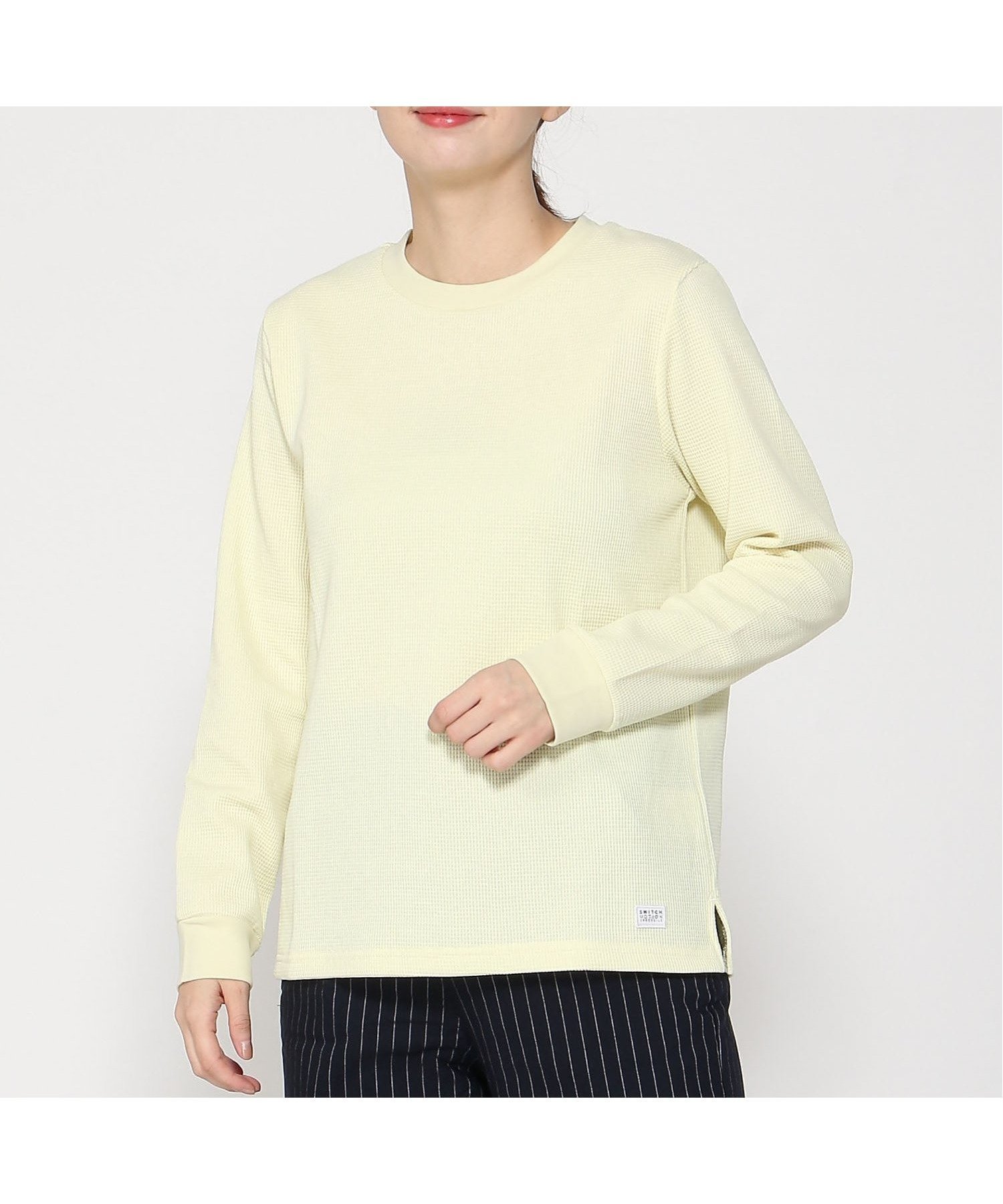 【クロコダイル/CROCODILE】のワッフル生地 クルーネック カットソー インテリア・キッズ・メンズ・レディースファッション・服の通販 founy(ファニー) 　ファッション　Fashion　レディースファッション　Fashion for Women　トップス・カットソー　Cut & Sew Tops　カットソー・ベーシックTシャツ　Cut-and-Sewn Tops / Stretch Tees & Basics　おすすめ　Recommended / Our Picks　イエロー　Yellow　カットソー　Cut and Sewn Top　シンプル　Simple, Minimal　ワッフル　Waffle, Waffle Knit　ライトベージュ|ID: prp329100004818307 ipo3291000000035006021