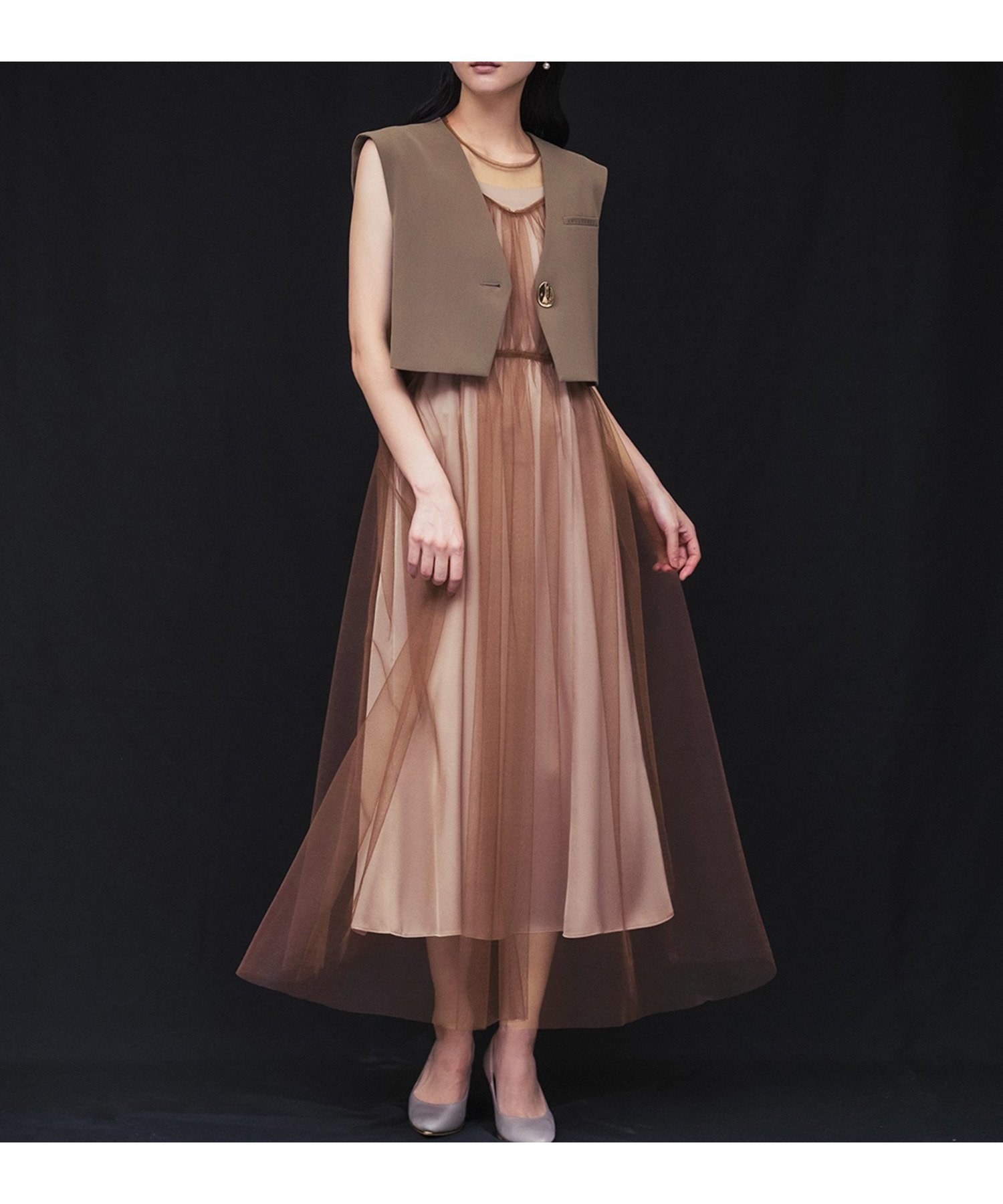 【ガール/GIRL】のショートジレ セット チュールドレス 結婚式 ワンピース パーティードレス インテリア・キッズ・メンズ・レディースファッション・服の通販 founy(ファニー) 　ファッション　Fashion　レディースファッション　Fashion for Women　アウター　Coat / Outerwear Collection　ワンピース　Dresses　フォーマル・パーティードレス・結婚式用ドレス　Elegant & Casual Dresses　インナー　Innerwear　キャミソール　Camisole, Spaghetti Strap Top　サテン　Satin, Glossy Fabric　ショート　Short, Short Length　スタイリッシュ　Stylish, Fashionable　チュール　Tulip, Tulip Motif　ツイル　Twist, Twisted Detail　トレンド　Trend, Trending Now　ドレス　Dress, One-Piece　バランス　Balance, Style Balance　フォーマル　Formal, Dressy　モダン　Modern, Contemporary　再入荷　Restock / Back in Stock　おすすめ　Recommended / Our Picks　エレガント 上品　Elegant　結婚式　Wedding　披露宴　Wedding Reception　二次会　After Party　BR|ID: prp329100004818316 ipo3291000000035006099