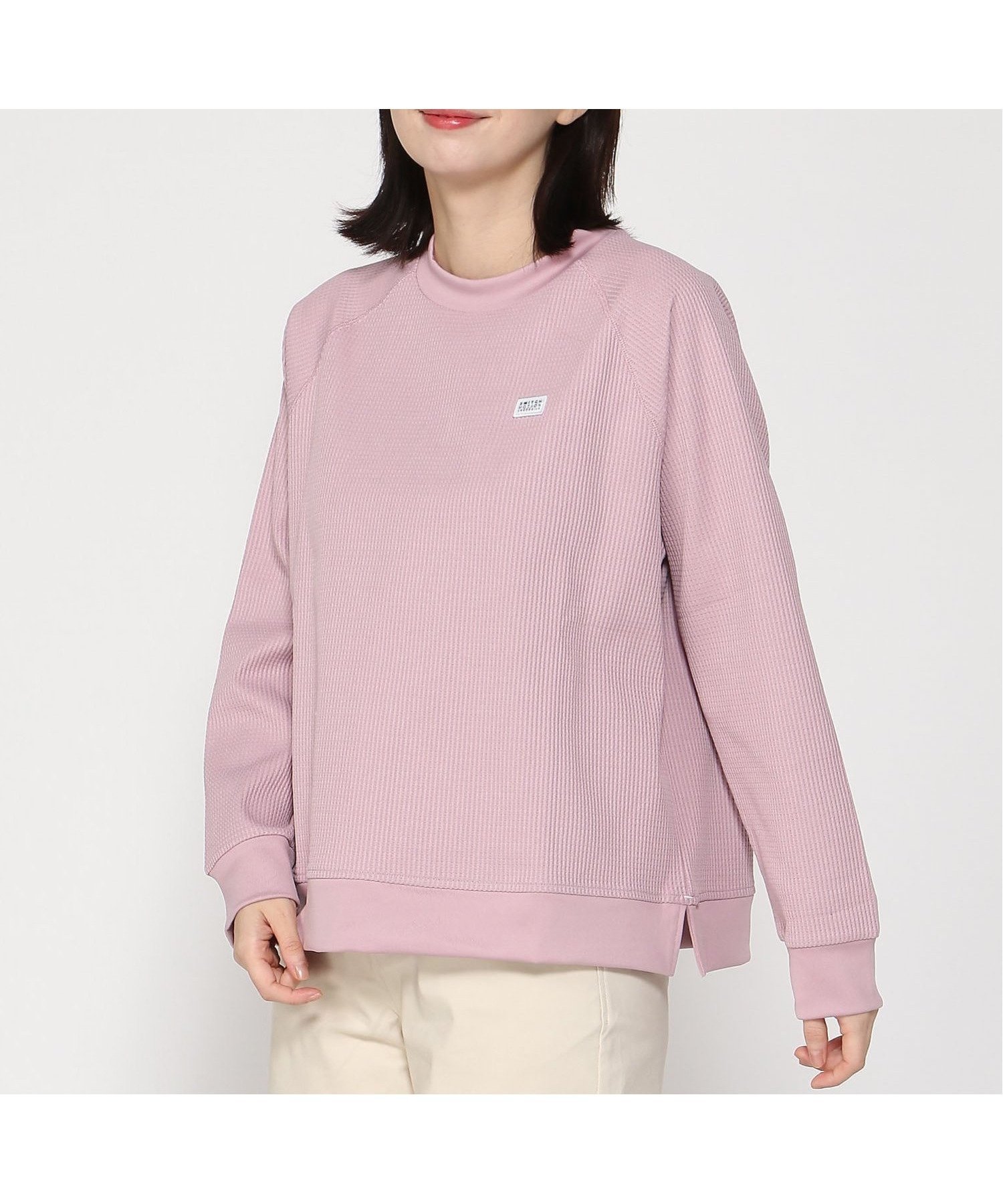 【クロコダイル/CROCODILE】のサーマル クルーネック トレーナー インテリア・キッズ・メンズ・レディースファッション・服の通販 founy(ファニー) 　ファッション　Fashion　レディースファッション　Fashion for Women　サーマル　Thermal, Waffle Knit　シンプル　Simple, Minimal　スリーブ　Sleeve, Long Sleeve / Short Sleeve　トレーナー　Sweatshirt, Trainer　切替　Switching, Contrast Panel　ピンク|ID: prp329100004818319 ipo3291000000035006146