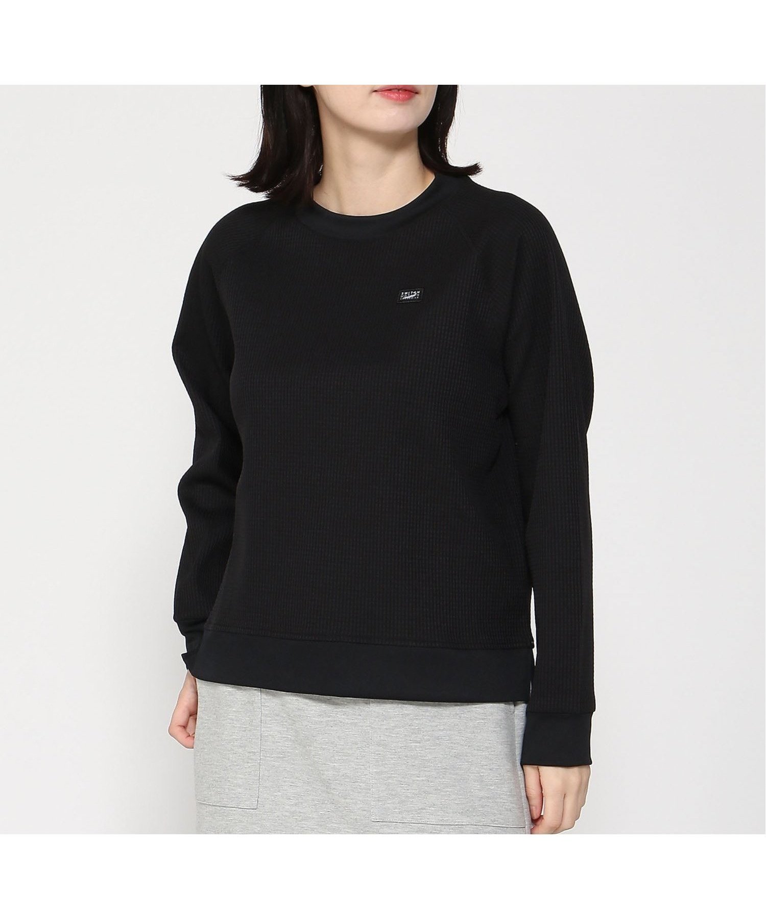 【クロコダイル/CROCODILE】のサーマル クルーネック トレーナー インテリア・キッズ・メンズ・レディースファッション・服の通販 founy(ファニー) 　ファッション　Fashion　レディースファッション　Fashion for Women　サーマル　Thermal, Waffle Knit　シンプル　Simple, Minimal　スリーブ　Sleeve, Long Sleeve / Short Sleeve　トレーナー　Sweatshirt, Trainer　切替　Switching, Contrast Panel　ブラック|ID: prp329100004818319 ipo3291000000035006147