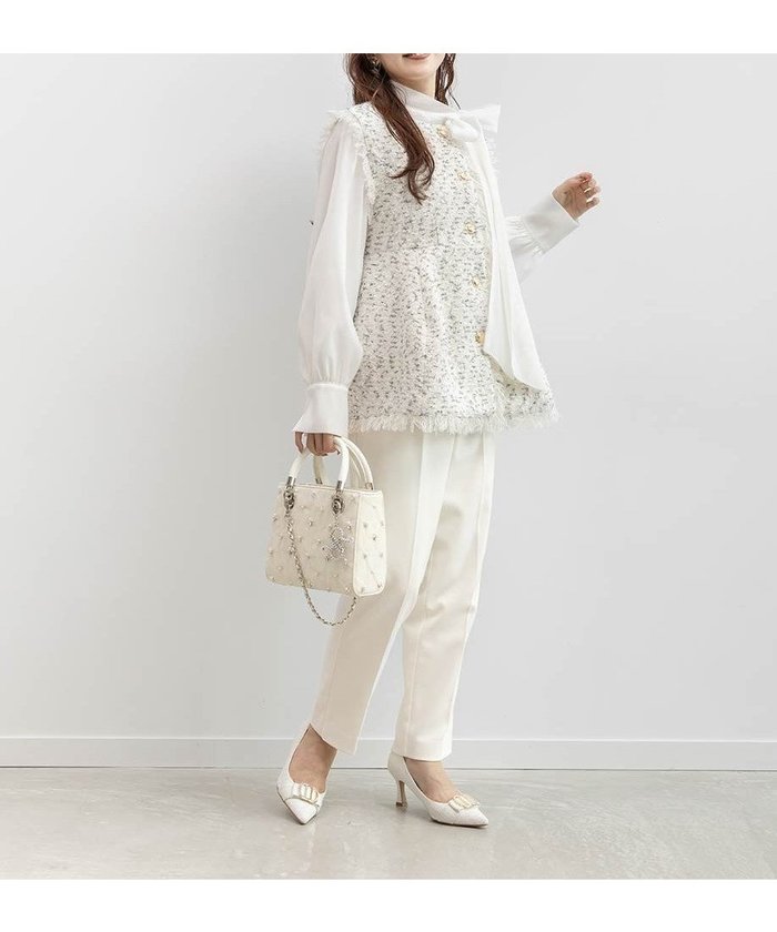 【ランダ/RANDA】のジレトップス テーパードパンツセット インテリア・キッズ・メンズ・レディースファッション・服の通販 founy(ファニー) https://founy.com/ ファッション Fashion レディースファッション Fashion for Women アウター Coat / Outerwear Collection 今季 This Season, Current Season ストレッチ Stretch, Stretchy Fabric セットアップ Set-Up, Coordinated Outfit ツイード Twill, Twill Weave デニム Denim, Jeans Material フリンジ Fringe, Tassel おすすめ Recommended / Our Picks エレガント 上品 Elegant |ID: prp329100004818323 ipo3291000000035006196