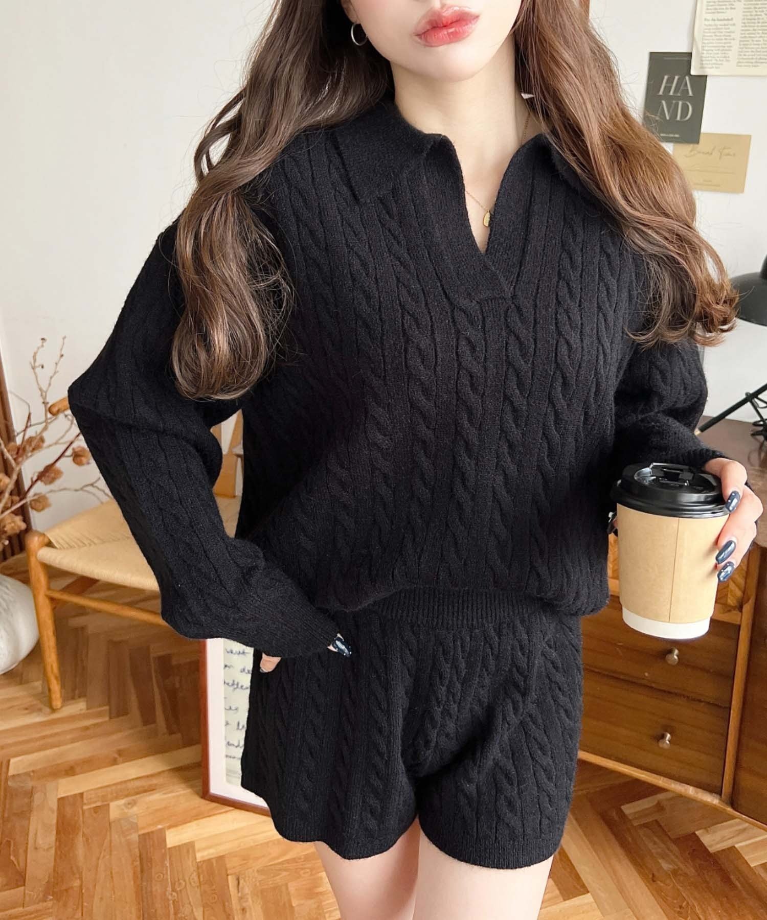 【モーメントプラス/moment+ / MEN】のセットアップ ケーブル編みポロ ショートパンツセットアップニット インテリア・キッズ・メンズ・レディースファッション・服の通販 founy(ファニー) 　ファッション　Fashion　メンズファッション　Fashion for Men　ボトムス　Bottoms　ハーフパンツ・ショートパンツ　Shorts & Half Pants　アクセサリー　Fashion Accessories　ショート　Short, Short Length　シンプル　Simple, Minimal　スニーカー　Sneakers, Trainers　スラックス　Slacks, Dress Pants　セットアップ　Set-Up, Coordinated Outfit　トレンド　Trend, Trending Now　バランス　Balance, Style Balance　ベーシック　Basic, Essential　リラックス　Relax, Relaxed Fit　A/W・秋冬　Autumn/Winter　再入荷　Restock / Back in Stock　プチプライス・低価格　Affordable / Budget Price　おすすめ　Recommended / Our Picks　エレガント 上品　Elegant　ブラック|ID: prp329100004818338 ipo3291000000035006308