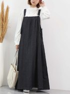 【ドゥーベル/Doux Belle】のジャンパースカート ジャンパーワンピース デニムワンピース 人気、トレンドファッション・服の通販 founy(ファニー) ファッション Fashion レディースファッション Fashion for Women スカート Skirts デニム Denim, Jeans Material ポケット Pocket, Pocket Detail ラップ Wrap, Wrap Design ロング Long, Long-Length ワンポイント One Point, Statement Accent 春 Spring 無地 Plain, Solid Color 秋 Autumn thumbnail ブラック|ID: prp329100004818345 ipo3291000000035006380