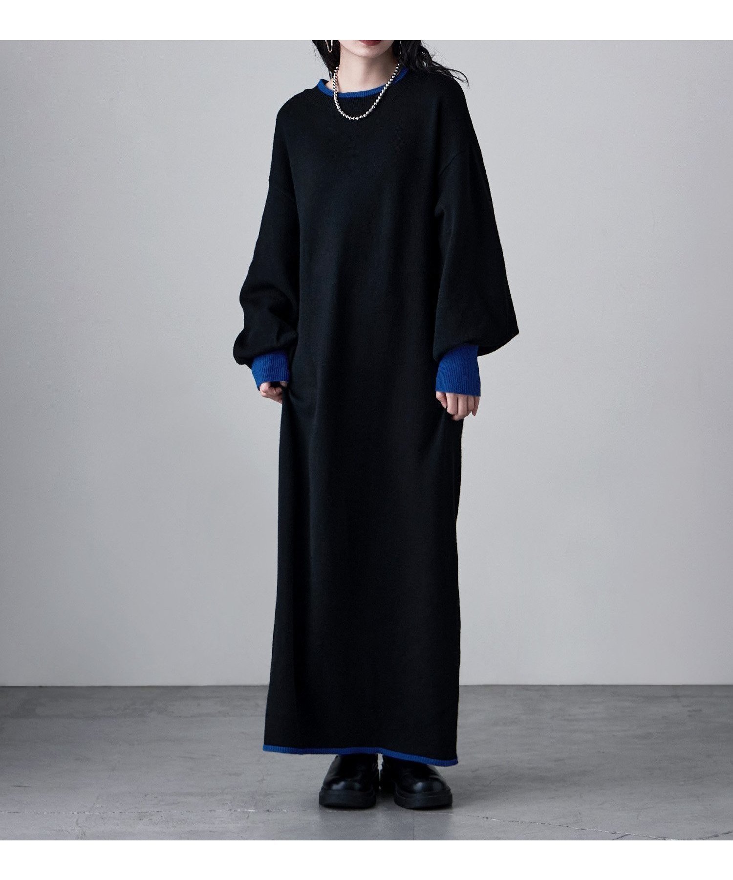 【ビーフラット/bflat】のバイカラーロングニットワンピース 人気、トレンドファッション・服の通販 founy(ファニー) 　ファッション　Fashion　レディースファッション　Fashion for Women　ワンピース　Dresses　ニットワンピース　Knit Dresses　アクセサリー　Fashion Accessories　ストレート　Straight, Straight Cut　スリーブ　Sleeve, Long Sleeve / Short Sleeve　トレンド　Trend, Trending Now　エレガント 上品　Elegant　 other-1|ID: prp329100004818356 ipo3291000000035006462