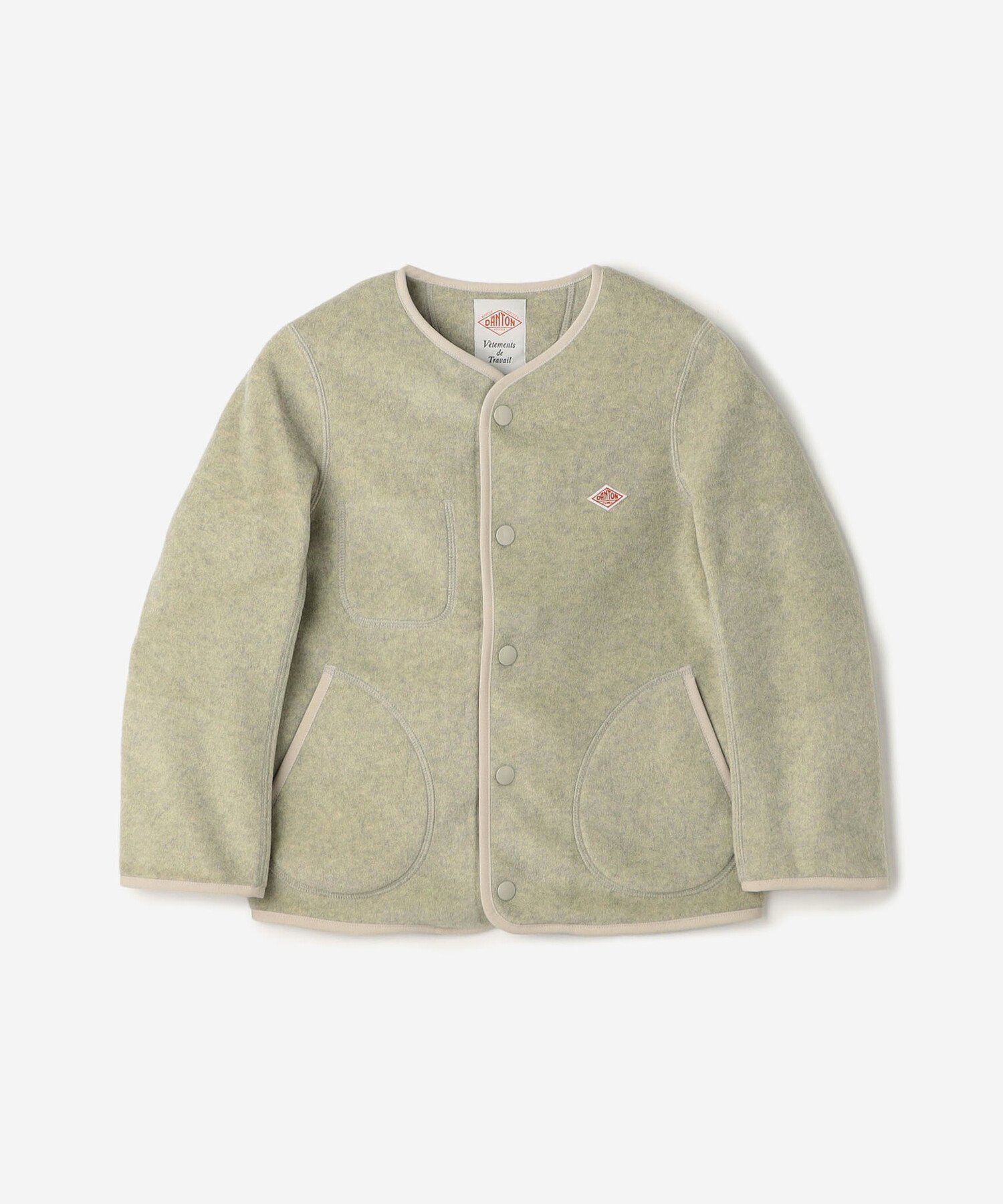 【ビショップ/Bshop / KIDS】のキッズ フリース カラーレスジャケット インテリア・キッズ・メンズ・レディースファッション・服の通販 founy(ファニー) 　ファッション　Fashion　キッズファッション　Fashion for Kids　アウター　Coat Outerwear /Kids　フランス　France, French　メランジ　Melange, Mixed Yarn　ワーク　Workwear, Utility Style　CREAM|ID: prp329100004818360 ipo3291000000035006524