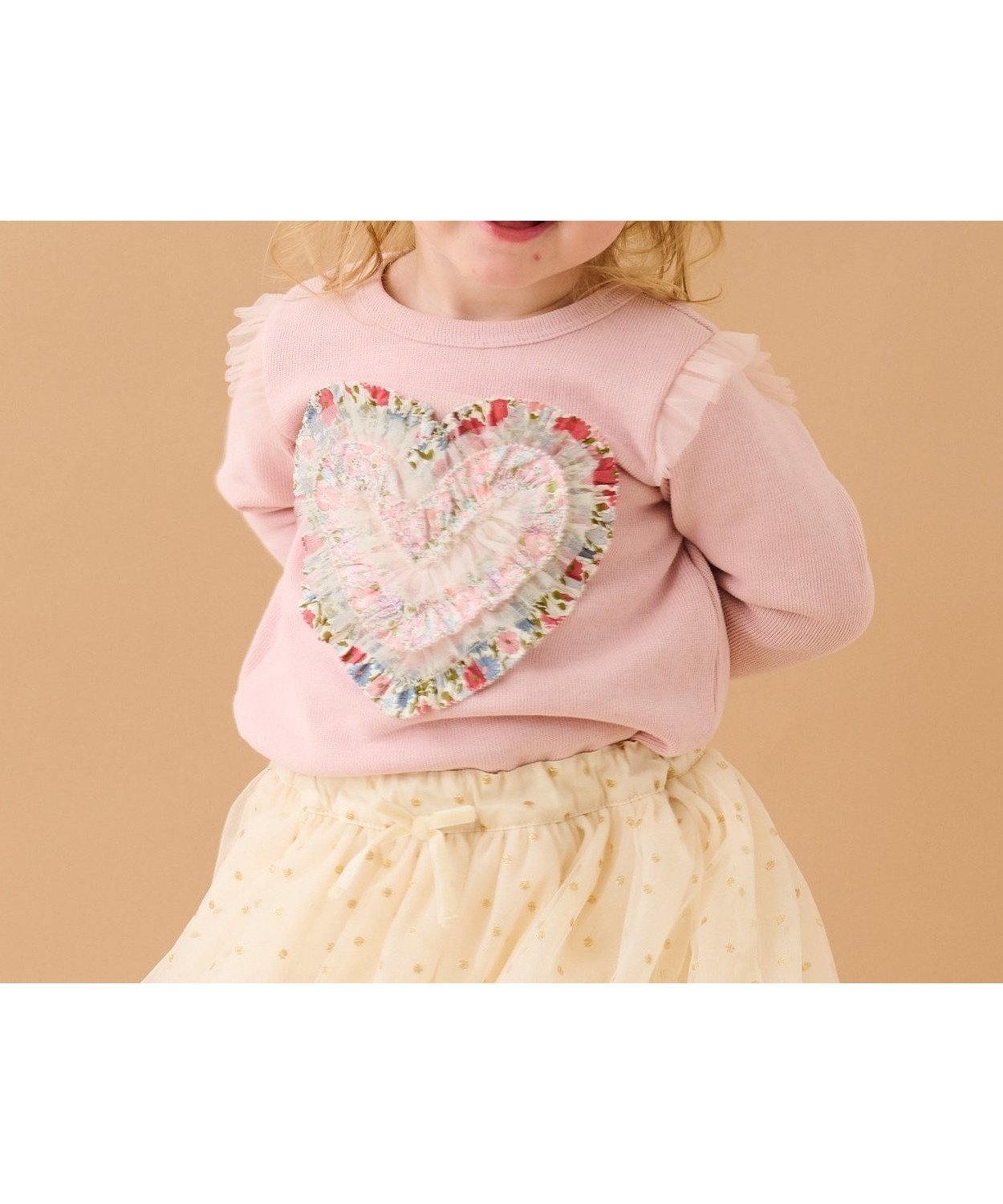 【ナルミヤ オンライン/NARUMIYA ONELINE / KIDS】のリバティハートフリルトレーナー 人気、トレンドファッション・服の通販 founy(ファニー) 　ファッション　Fashion　キッズファッション　Fashion for Kids　チュール　Tulip, Tulip Motif　トレーナー　Sweatshirt, Trainer　フレア　Flare, Flared　ボトム　Bottoms, Lower Wear　ポケット　Pocket, Pocket Detail　 other-1|ID: prp329100004818362 ipo3291000000035006532