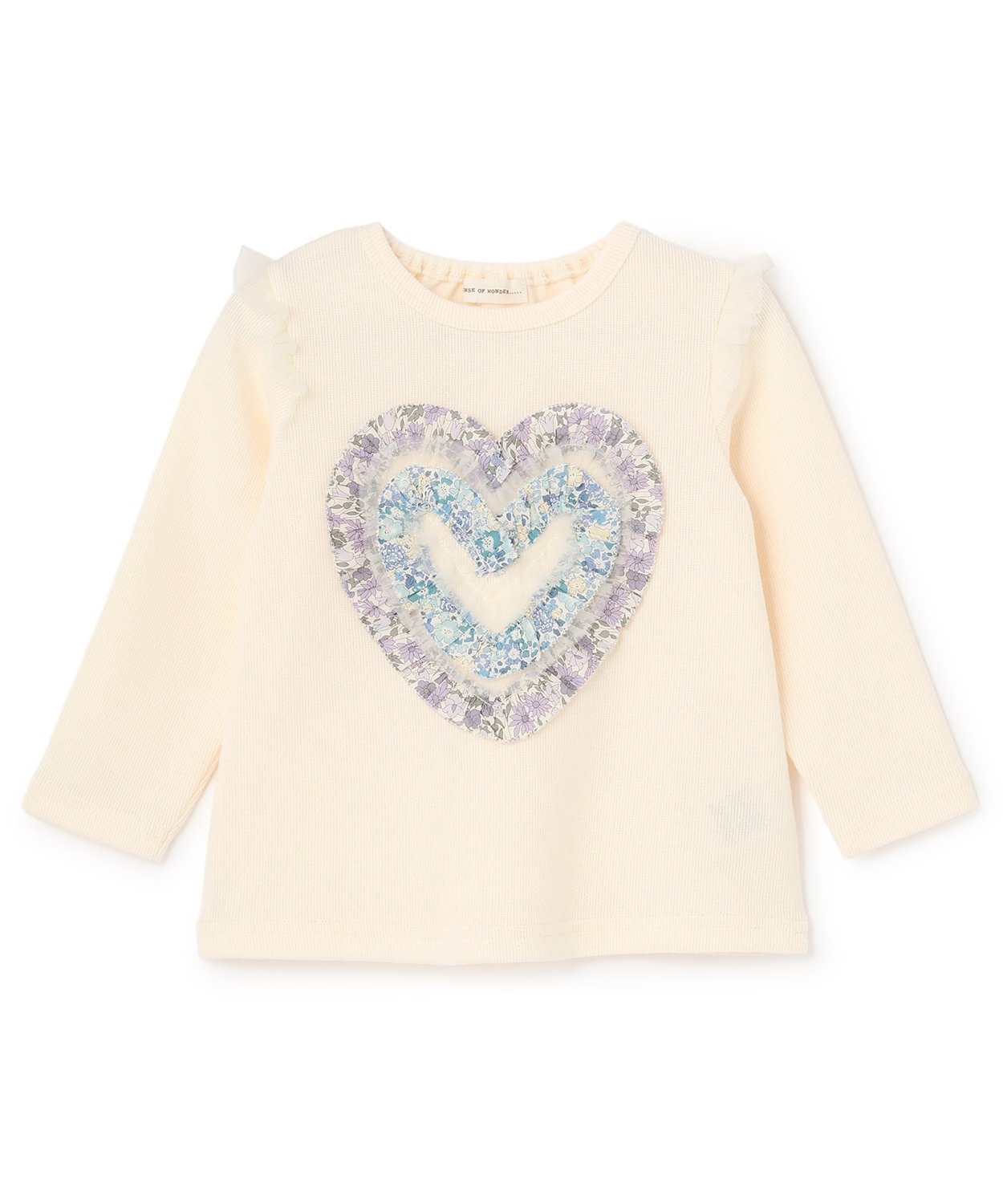 【ナルミヤ オンライン/NARUMIYA ONELINE / KIDS】のリバティハートフリルトレーナー インテリア・キッズ・メンズ・レディースファッション・服の通販 founy(ファニー) 　ファッション　Fashion　キッズファッション　Fashion for Kids　チュール　Tulip, Tulip Motif　トレーナー　Sweatshirt, Trainer　フレア　Flare, Flared　ボトム　Bottoms, Lower Wear　ポケット　Pocket, Pocket Detail　ECRU|ID: prp329100004818362 ipo3291000000035006536