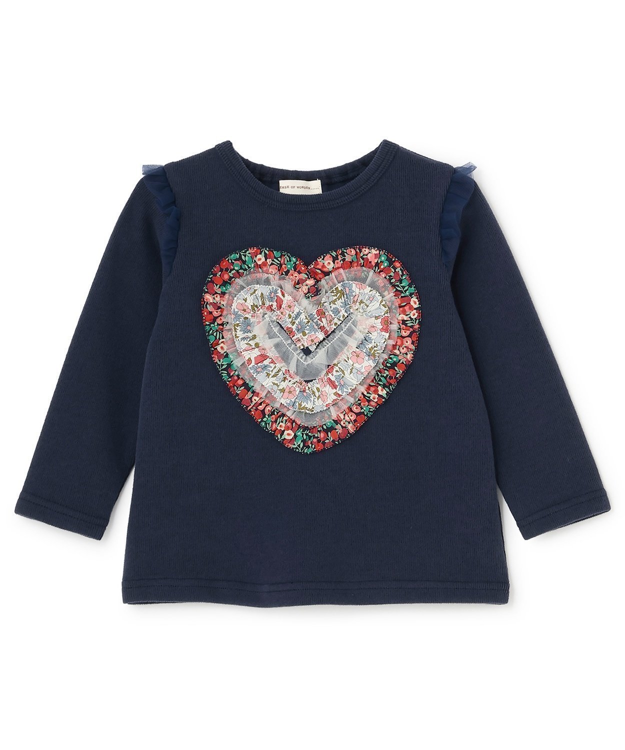 【ナルミヤ オンライン/NARUMIYA ONELINE / KIDS】のリバティハートフリルトレーナー インテリア・キッズ・メンズ・レディースファッション・服の通販 founy(ファニー) 　ファッション　Fashion　キッズファッション　Fashion for Kids　チュール　Tulip, Tulip Motif　トレーナー　Sweatshirt, Trainer　フレア　Flare, Flared　ボトム　Bottoms, Lower Wear　ポケット　Pocket, Pocket Detail　紺|ID: prp329100004818362 ipo3291000000035006537